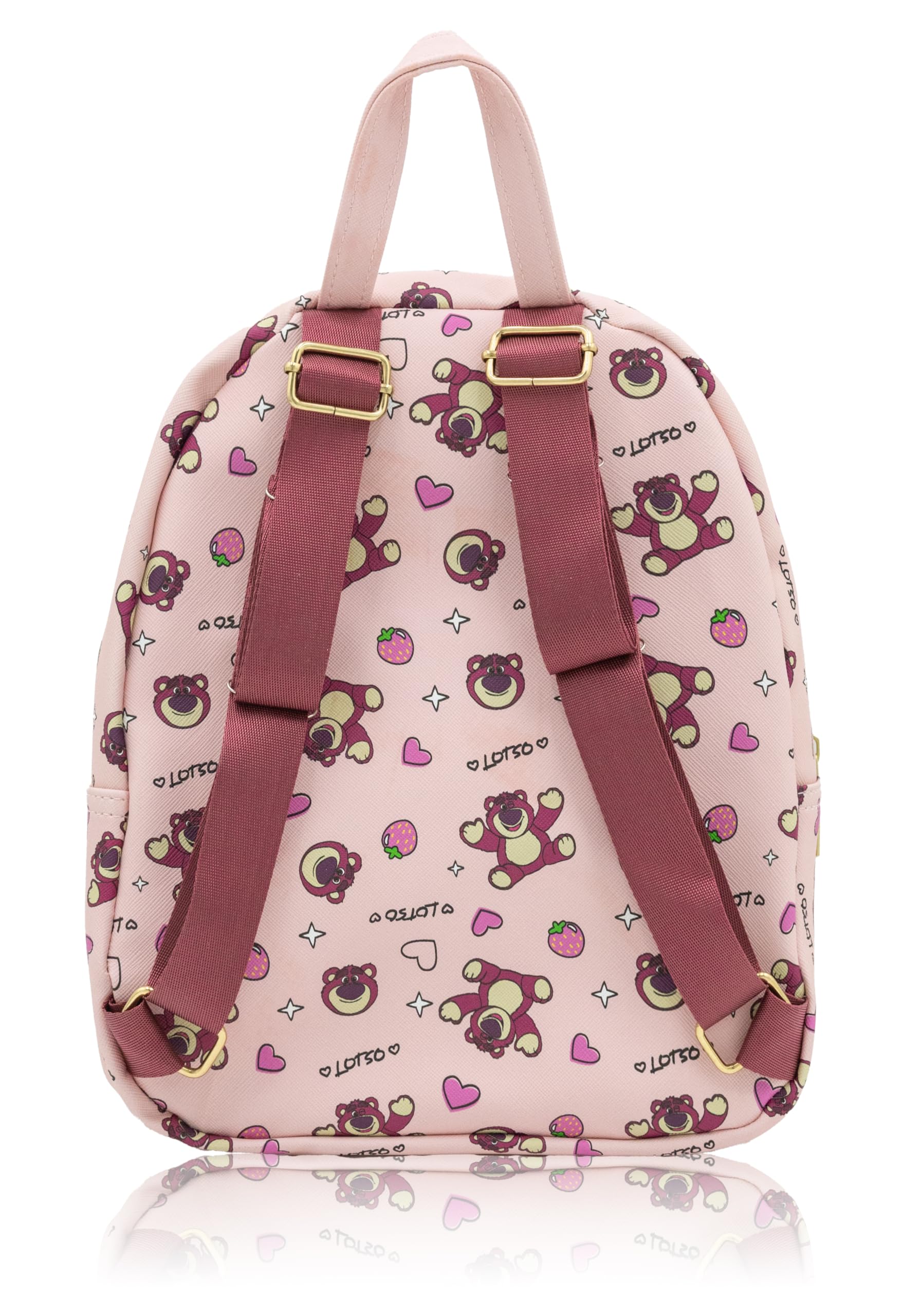 Disney Toy Story Lotso Mini Backpack for Kids & Adults | 10" PU Leather Backpack Purse | Toddler Travel Bag, Small Bookbag, Lightweight Rucksack for School, Travel, or Everyday Use | Ages 3+