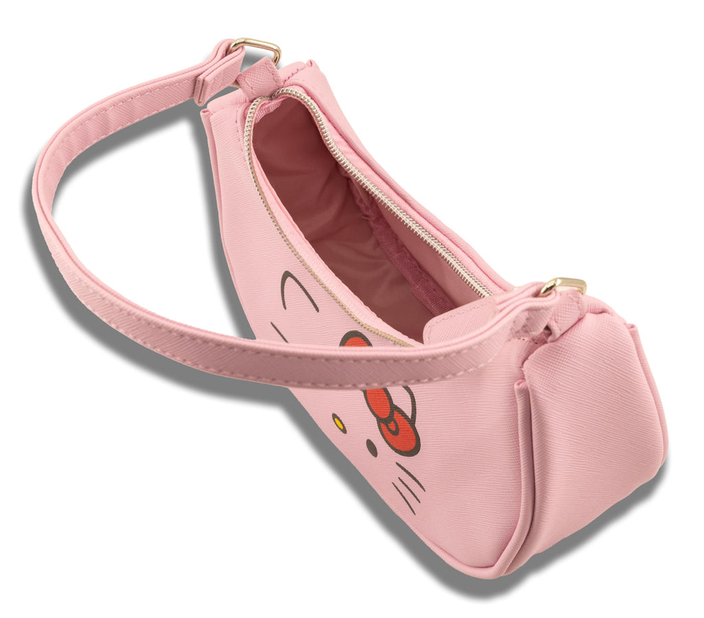 Sanrio Hello Kitty Hobo Handbag Purse for Girls | Crossbody Shoulder Bag with Adjustable Strap | Small PU Leather Toddler Purse, Preschool Handbag, Everyday Tote or Travel Mini Purse for Kids Ages 3+