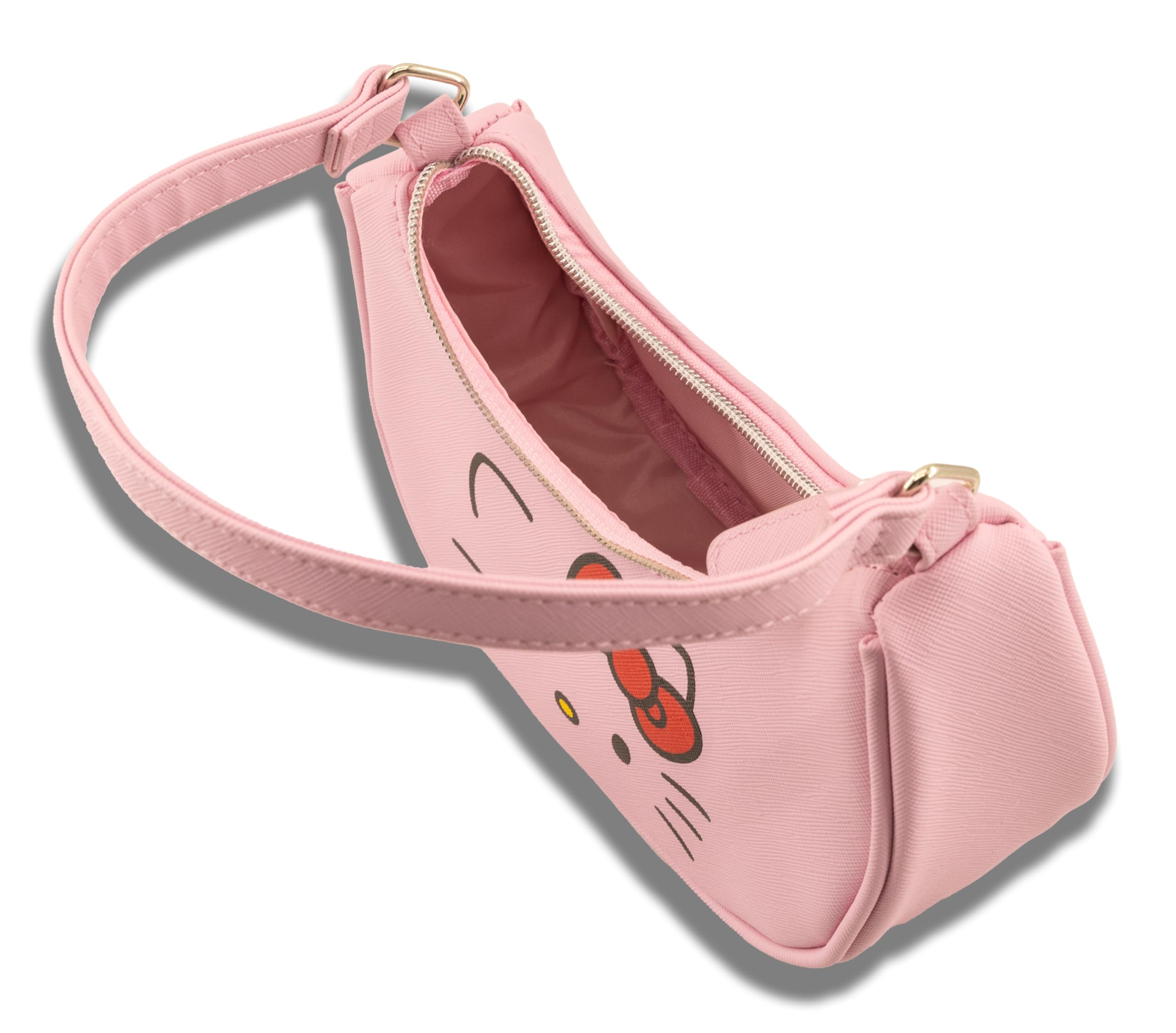 Sanrio Hello Kitty Hobo Handbag Purse for Girls | Crossbody Shoulder Bag with Adjustable Strap | Small PU Leather Toddler Purse, Preschool Handbag, Everyday Tote or Travel Mini Purse for Kids Ages 3+