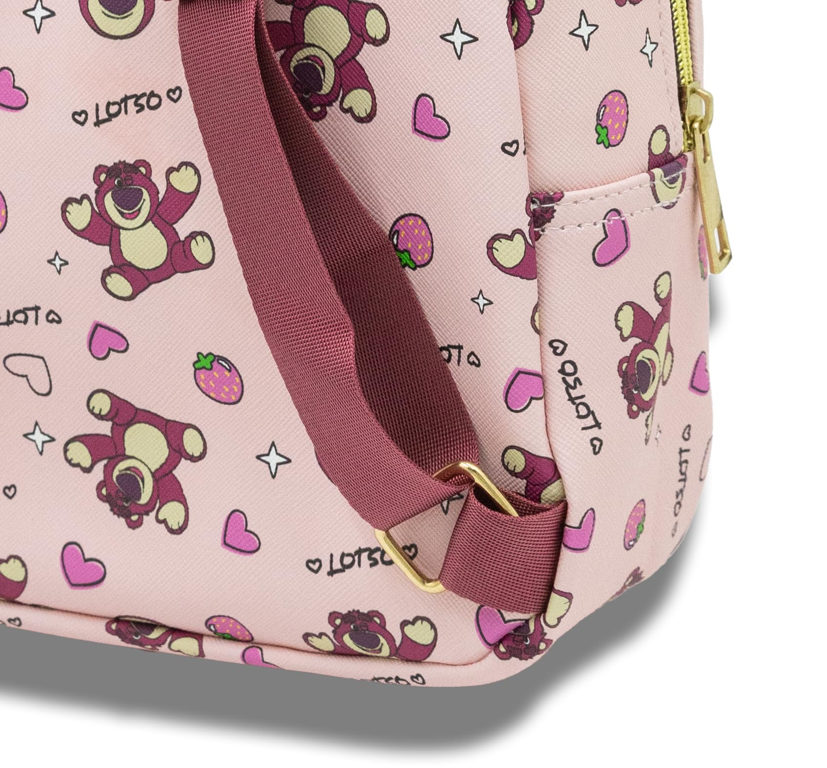 Disney Toy Story Lotso Mini Backpack for Kids & Adults | 10" PU Leather Backpack Purse | Toddler Travel Bag, Small Bookbag, Lightweight Rucksack for School, Travel, or Everyday Use | Ages 3+