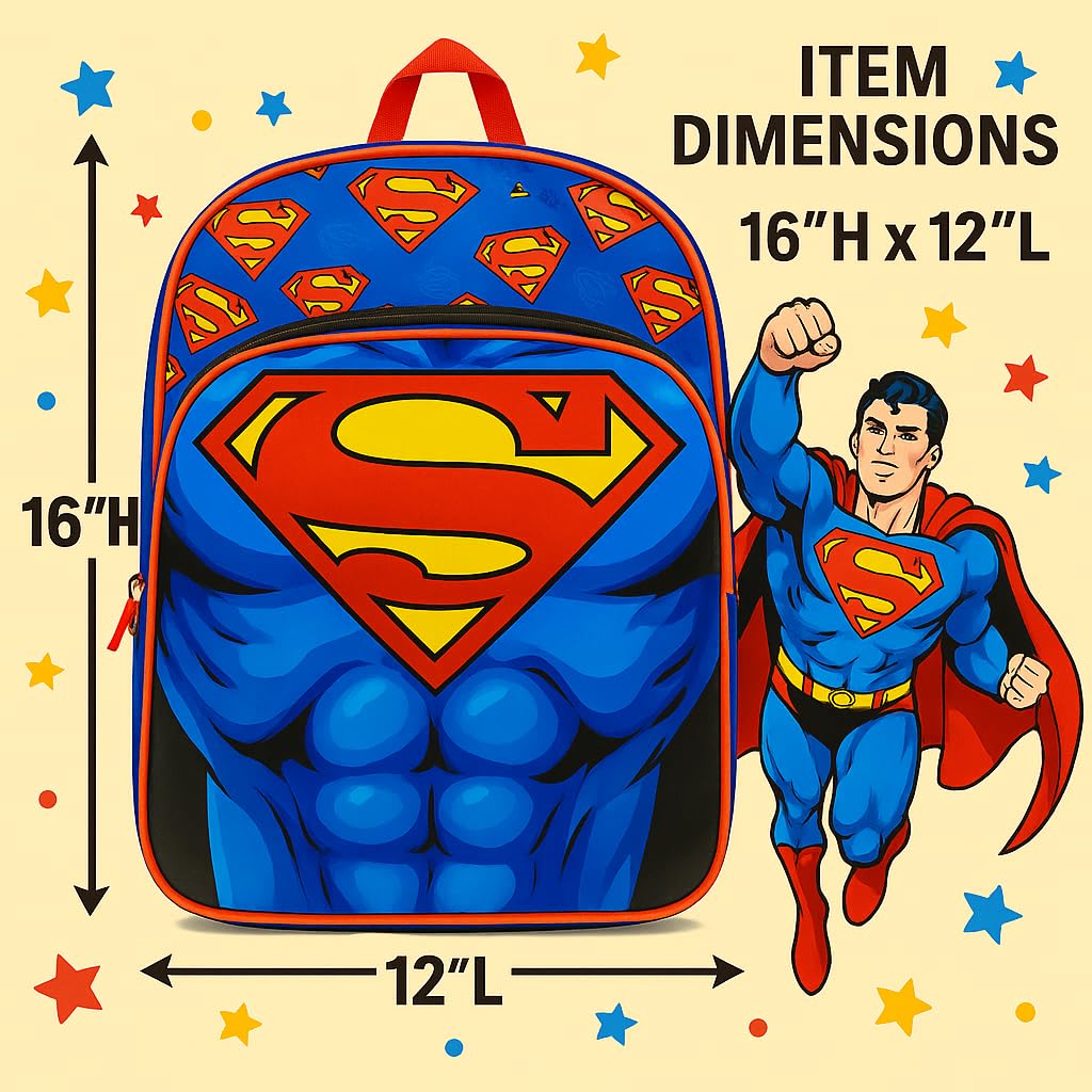Marvel Spiderman or Superman Backpack for Kids – 16” Bookbag for Boys, Girls | Toddler Travel Bag, School Backpack
