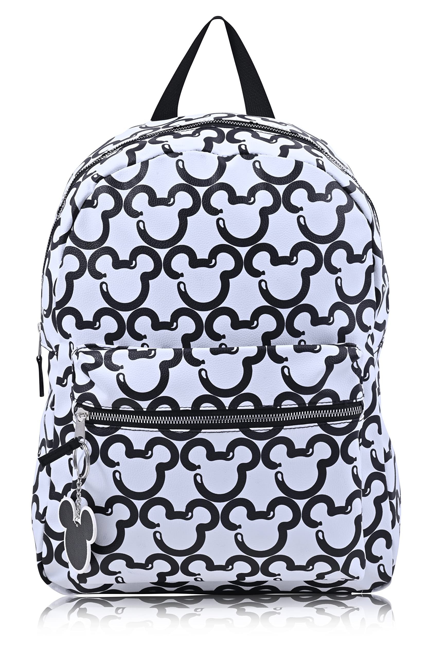 Disney Minnie Mouse Backpack for Women and Teens | Womens Mickey Mouse Double Strap Shoulder Bag (White Mickey)