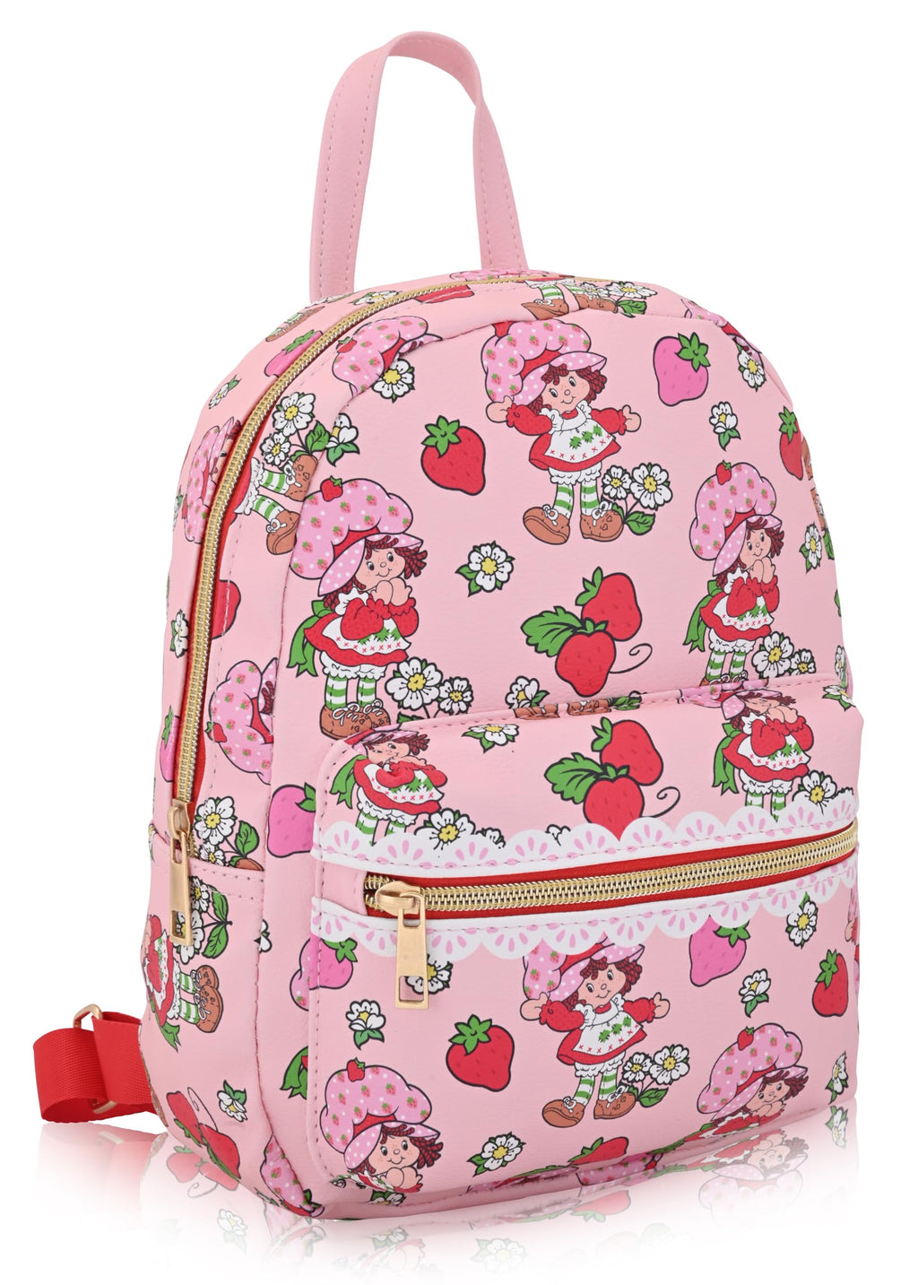 Fast Forward Strawberry Shortcake Backpack for Women, Men, Unisex | Cute PU Leather 10" Mini Backpack