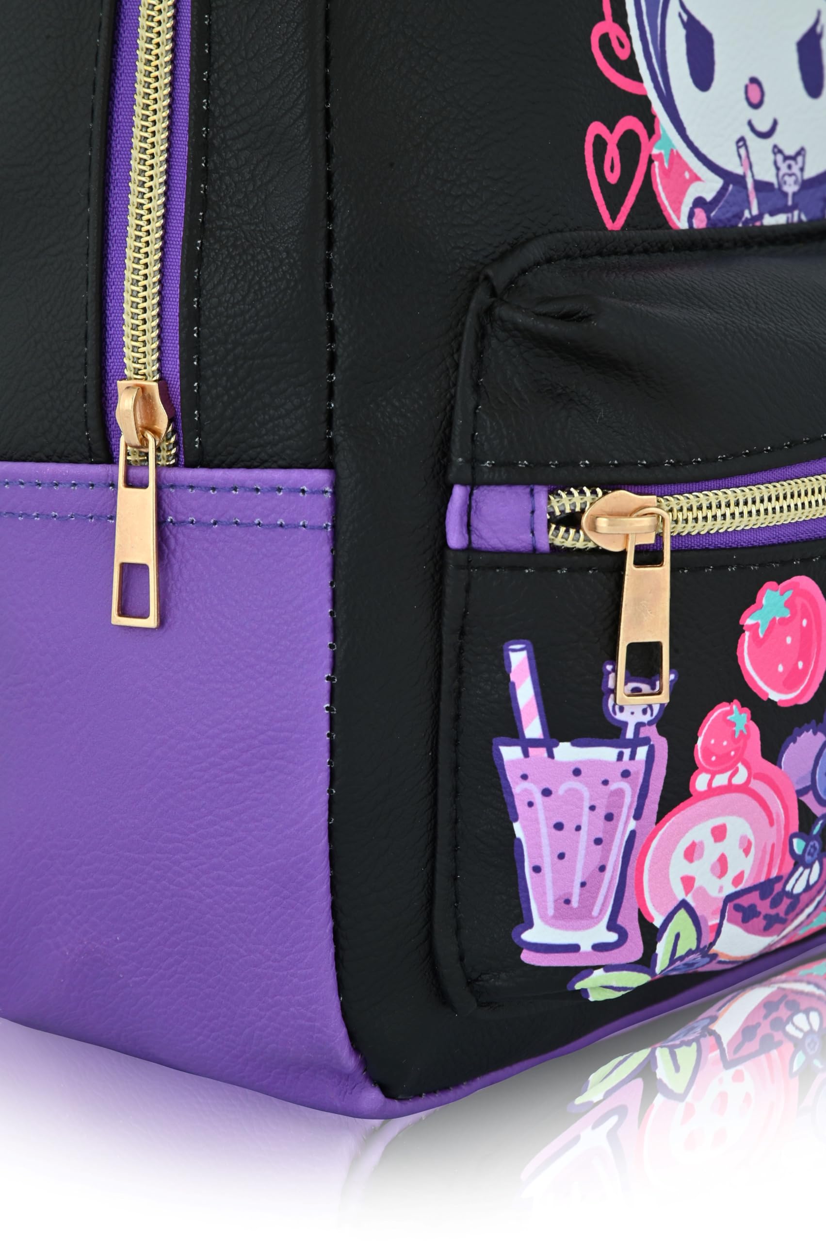 Sanrio Hello Kitty and Friends Kuromi Backpack | 10" Mini PU Leather Purse for Women, Men, Unisex