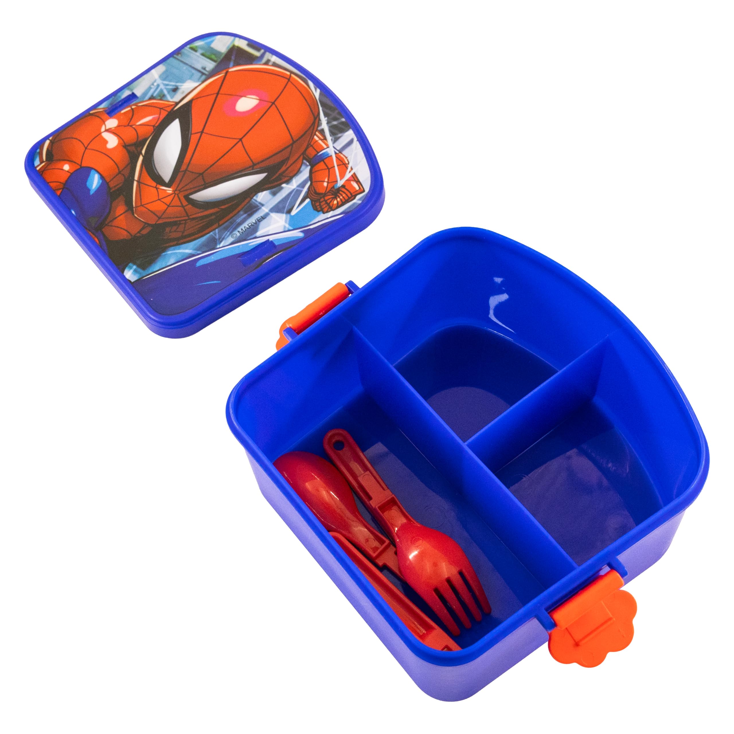 Fast Forward Spiderman or Hello Kitty Lunch Box with Water Bottle for Kids | Toddler Lunch Kit with Handle | BPA-Free Plastic Food Container and Matching Bottle