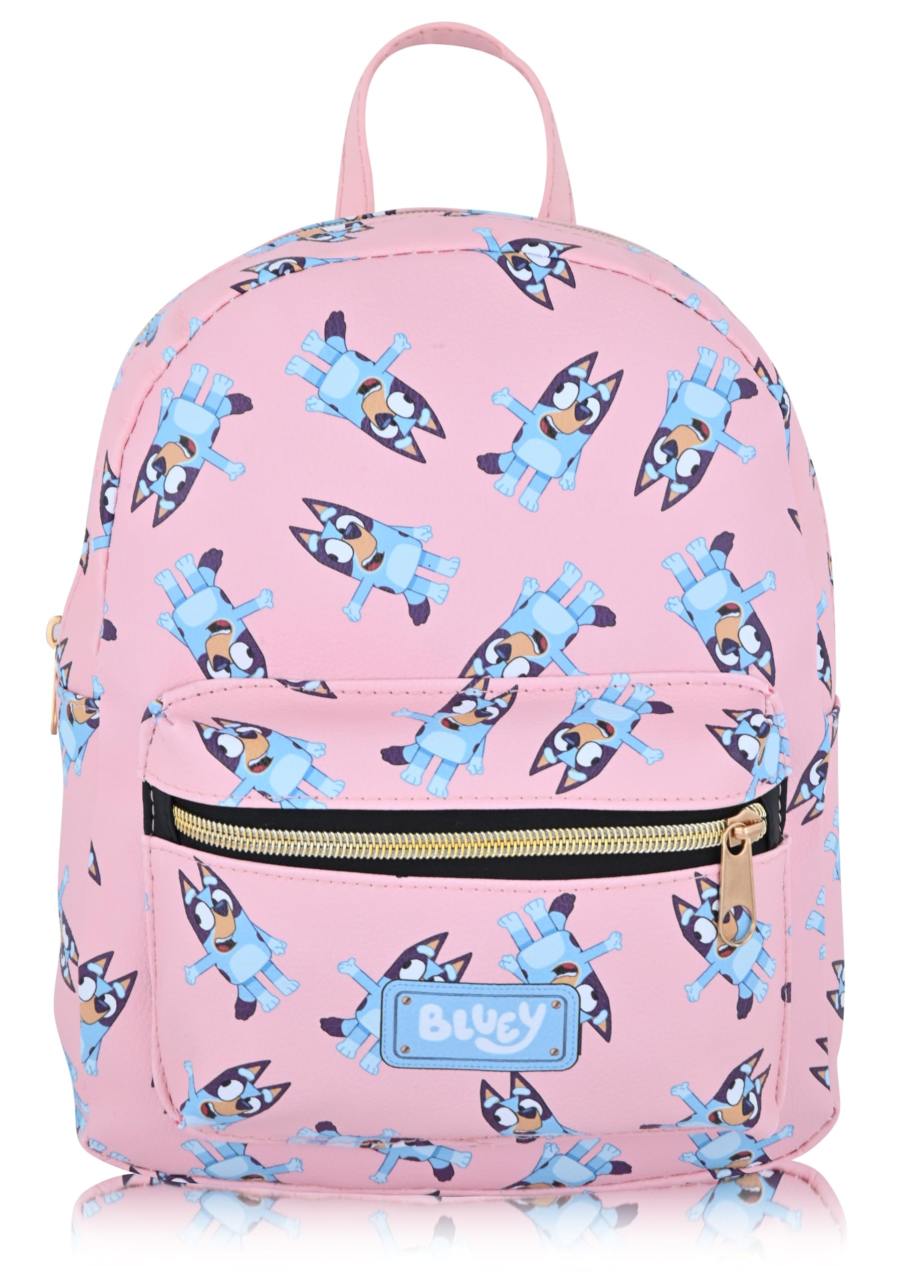 Fast Forward Bluey Mini Backpack for Kids & Adults | 10" PU Leather Backpack Purse | Toddler Travel Bag, Small Bookbag