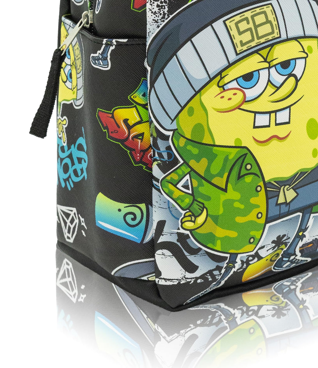 Fast Forward Nickelodeon SpongeBob SquarePants Mini Backpack for Kids & Adults | 11" PU Leather Backpack Purse | Toddler Travel Bag, Small Bookbag for School, Travel, or Everyday Use | Ages 3+