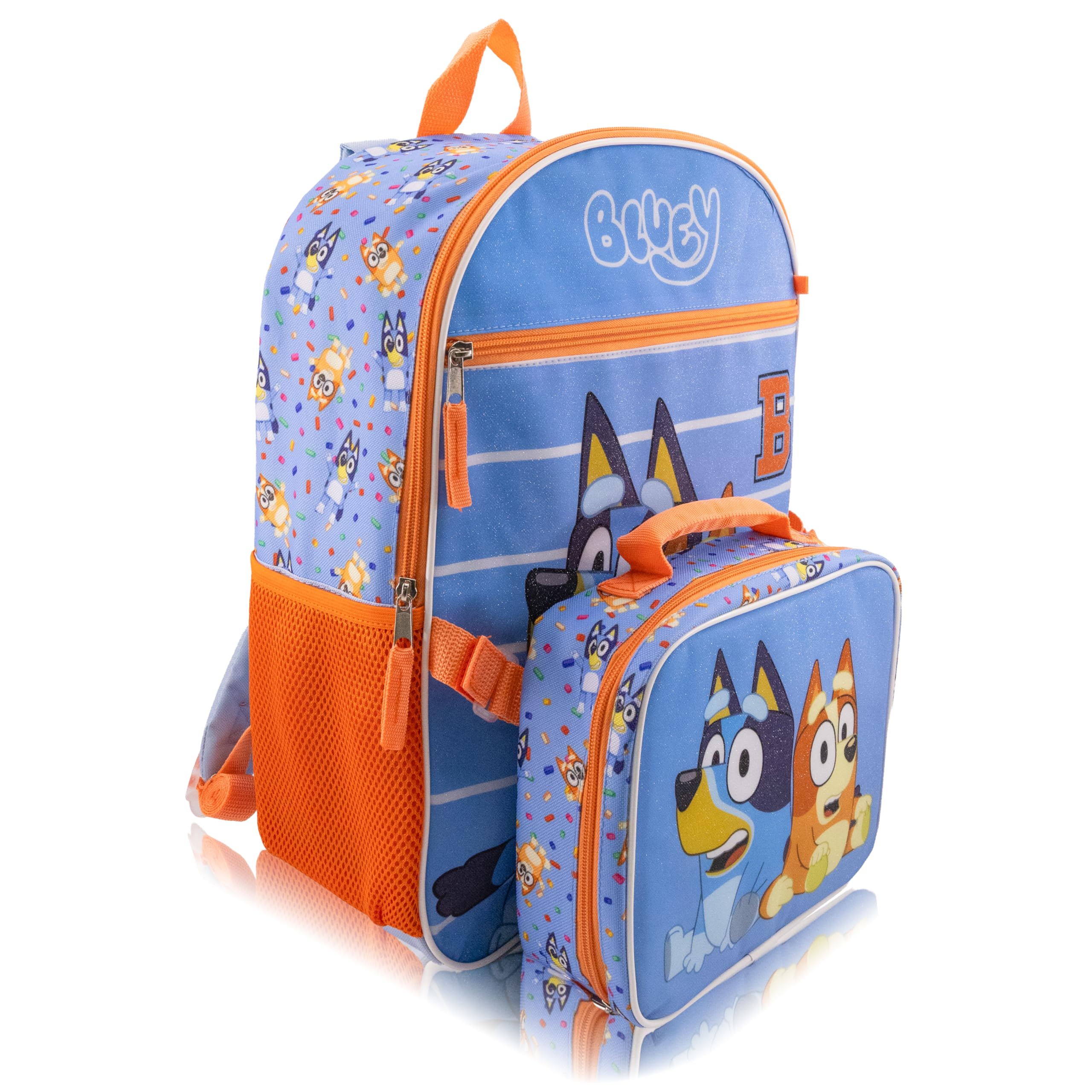 Fast Forward Stitch, Bluey, Hello Kitty or Spiderman 5 Piece Backpack Set for Kids