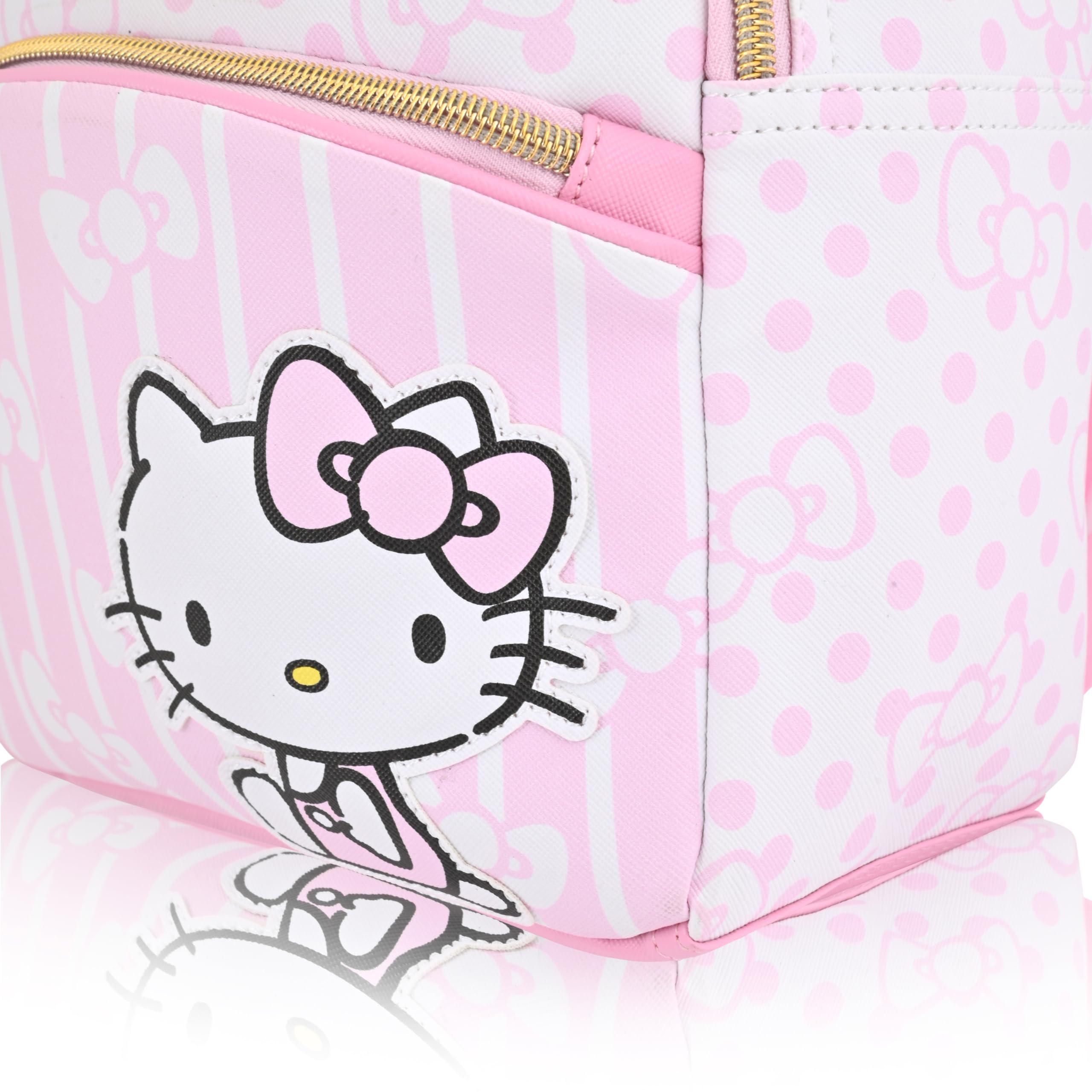 Fast Forward Sanrio Hello Kitty Backpack for Women | PU Leather Mini Backpack Purse Woman Purse | Pink Bag Cute Bookbag with Keychain Zipper | Hello Kitty Accessories Adults