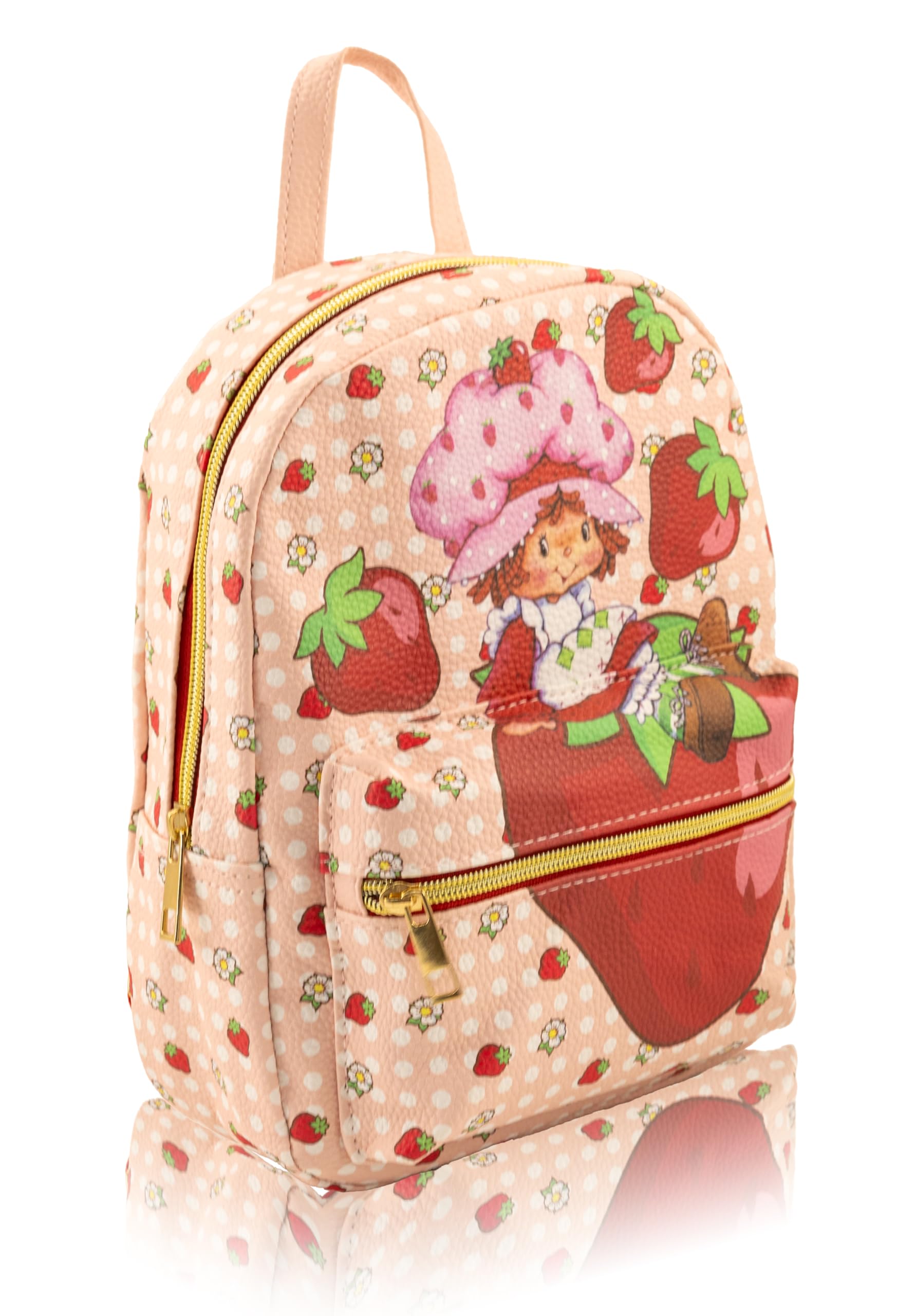 Fast Forward Strawberry Shortcake Backpack for Women, Men, Unisex | Cute PU Leather 10" Mini Backpack