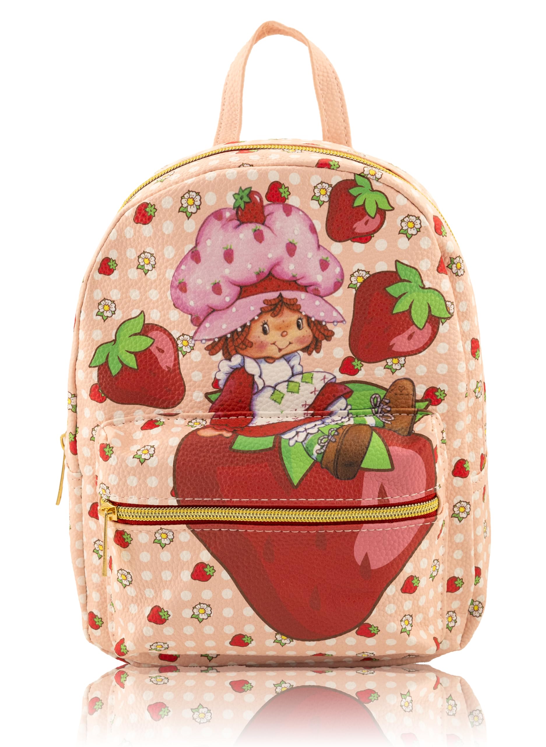 Fast Forward Strawberry Shortcake Backpack for Women, Men, Unisex | Cute PU Leather 10" Mini Backpack