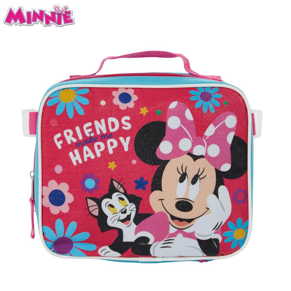 Disney Minnie Backpack for Girls with Lunch Box | Minnie Blue Backpack for School and Reusable Lunch Bag