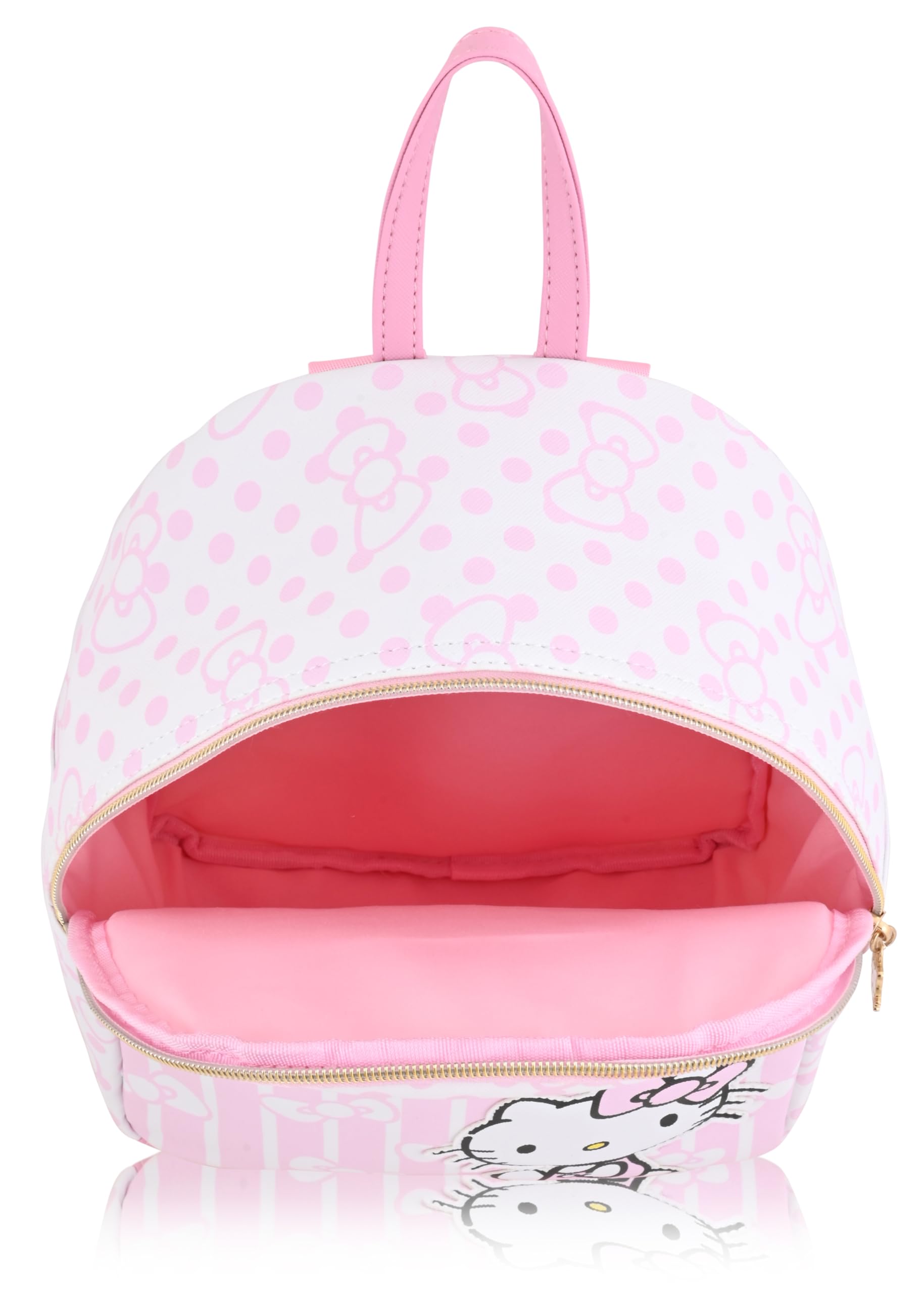 Fast Forward Sanrio Hello Kitty Backpack for Women | PU Leather Mini Backpack Purse Woman Purse | Pink Bag Cute Bookbag with Keychain Zipper | Hello Kitty Accessories Adults