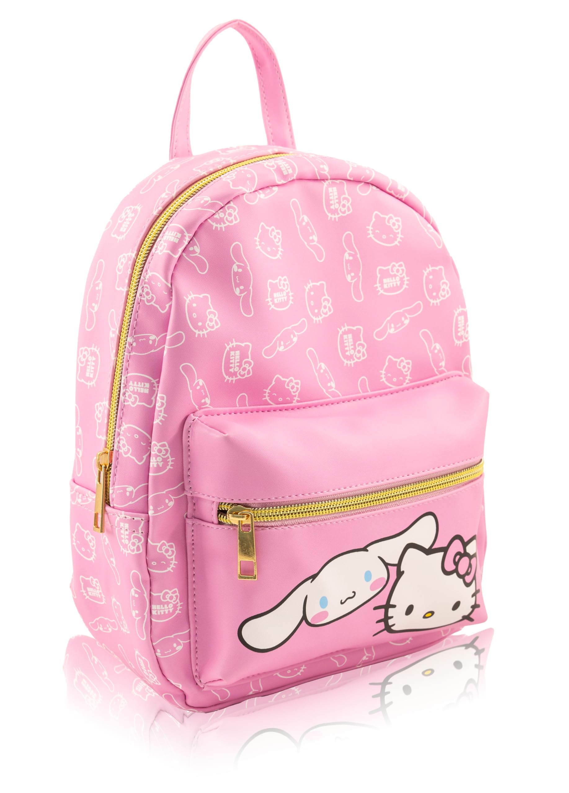 Fast Forward Sanrio Hello Kitty and Cinnamoroll Mini Backpack for Girls | PU Leather Daypack Backpack Featuring Hello Kitty and Cinnamoroll | Small Travel Bag, Lightweight Backpack | Ages 3+