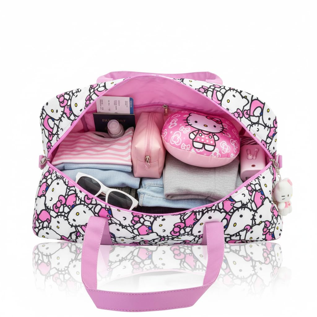 Stitch, Hello Kitty, Bluey or Spiderman Overnighter 10" Duffle Bag for Kids | Lightweight Travel Weekender Duffel for Girls and Women | Ages 3+