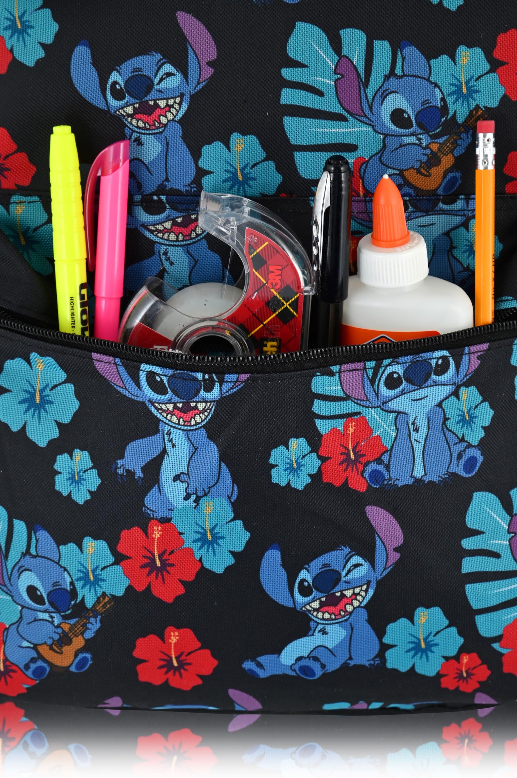 Disney Stitch Backpack - 16" Lilo and Stitch Canvas School Bag for Kids | Disney School Supplies for Toddlers, Kids, Boys, Girls