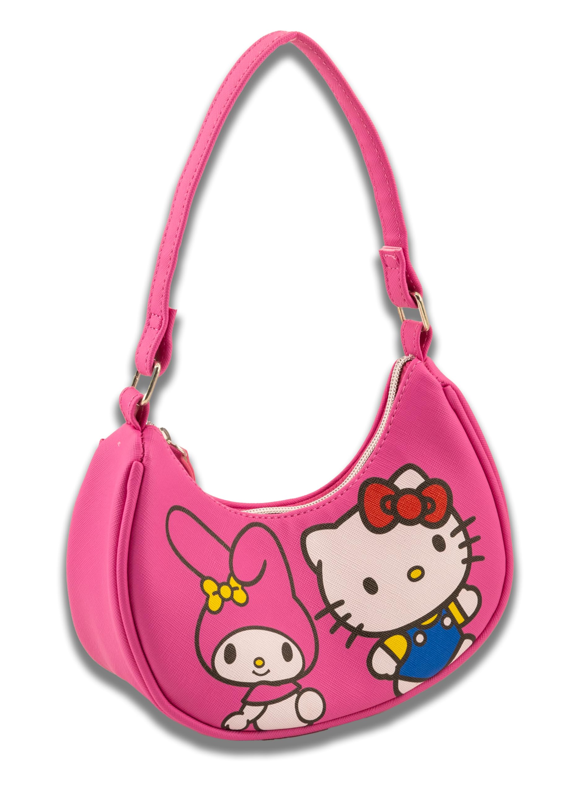 Fast Forward Sanrio Hello Kitty Hobo Handbag Purse for Girls | Crossbody Shoulder Bag with Adjustable Strap | Small PU Leather Toddler Preschool Handbag Everyday Tote Travel Mini Purse Ages 3+