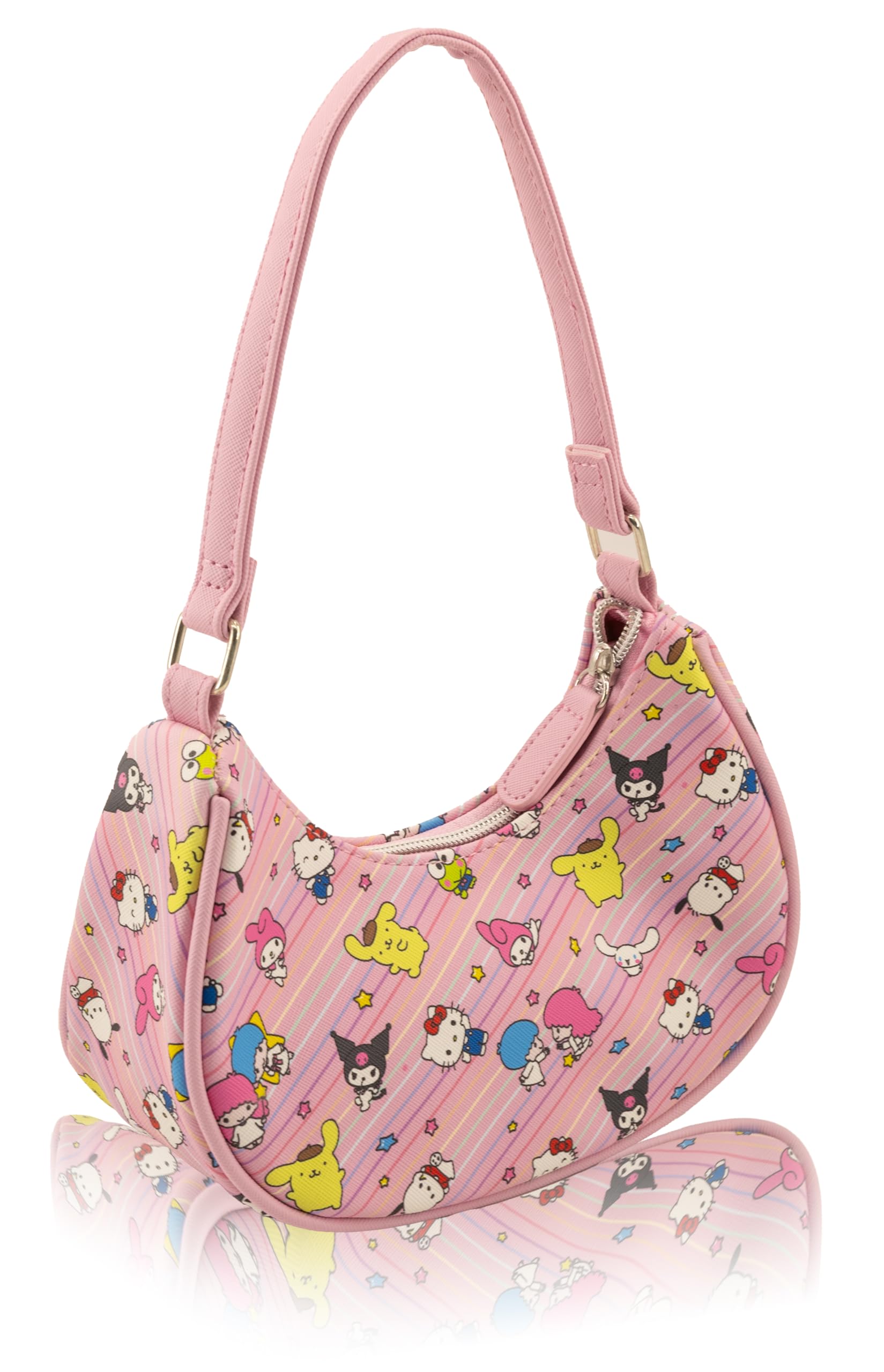 Hello Kitty, Bluey or Stitch Hobo Handbag Purse for Girls | All Over Print Crossbody Shoulder Bag with Adjustable Strap