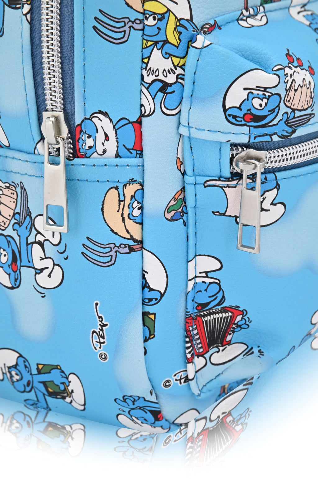 Fast Forward Smurfs Backpack for Women, Men, Boys, Girls, Unisex | Cute PU Leather 10" Smurfs Mini Backpack Purse Shoulder Purse | Smurfs Bag and Smurfs Accessories