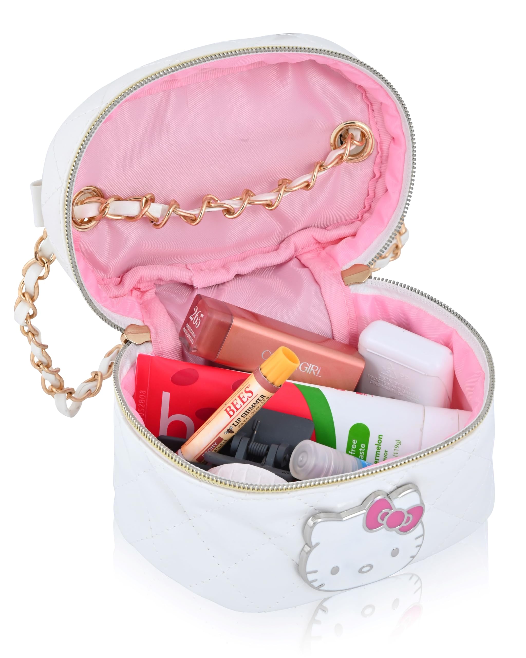 Fast Forward Sanrio Hello Kitty Cosmetic Bag for Women | Mini Hello Kitty PU Leather Crossbody Travel Toiletry Bag for Women | Make Up Travel Bag Makeup Bag