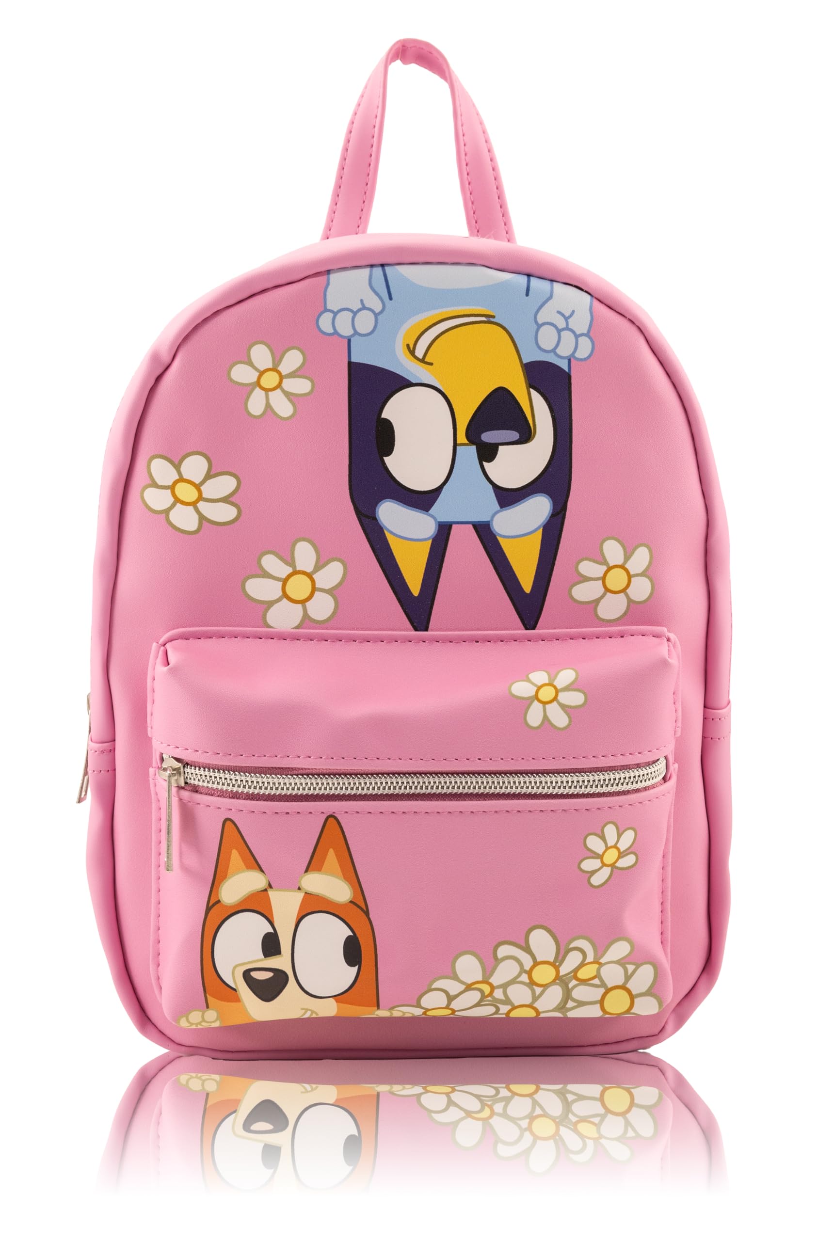 Fast Forward Bluey and Bingo Mini Backpack for Kids & Adults | 10" PU Leather Bluey Backpack Purse Featuring Bluey & Bingo