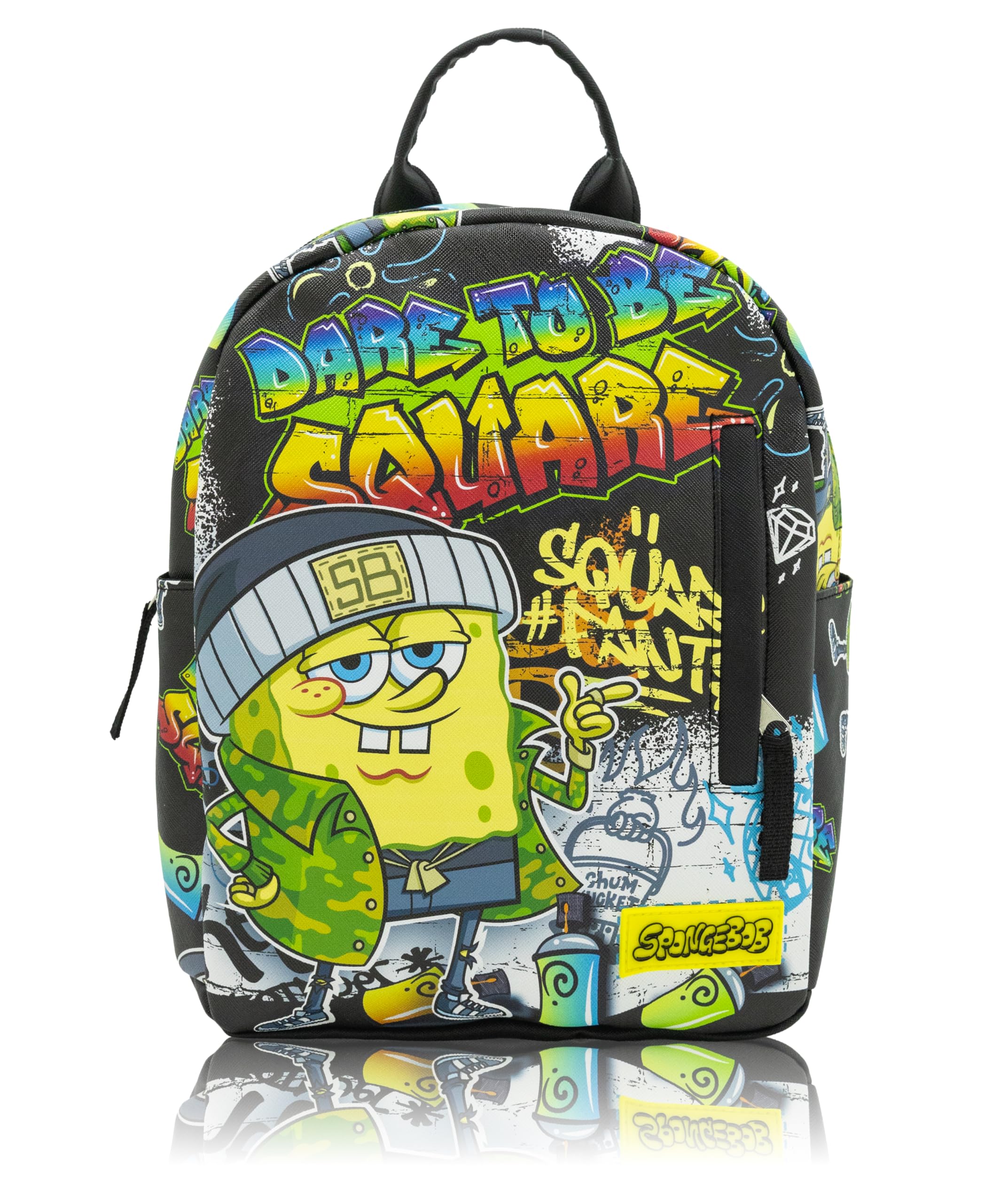 Fast Forward Nickelodeon SpongeBob SquarePants Mini Backpack for Kids & Adults | 11" PU Leather Backpack Purse | Toddler Travel Bag, Small Bookbag for School, Travel, or Everyday Use | Ages 3+
