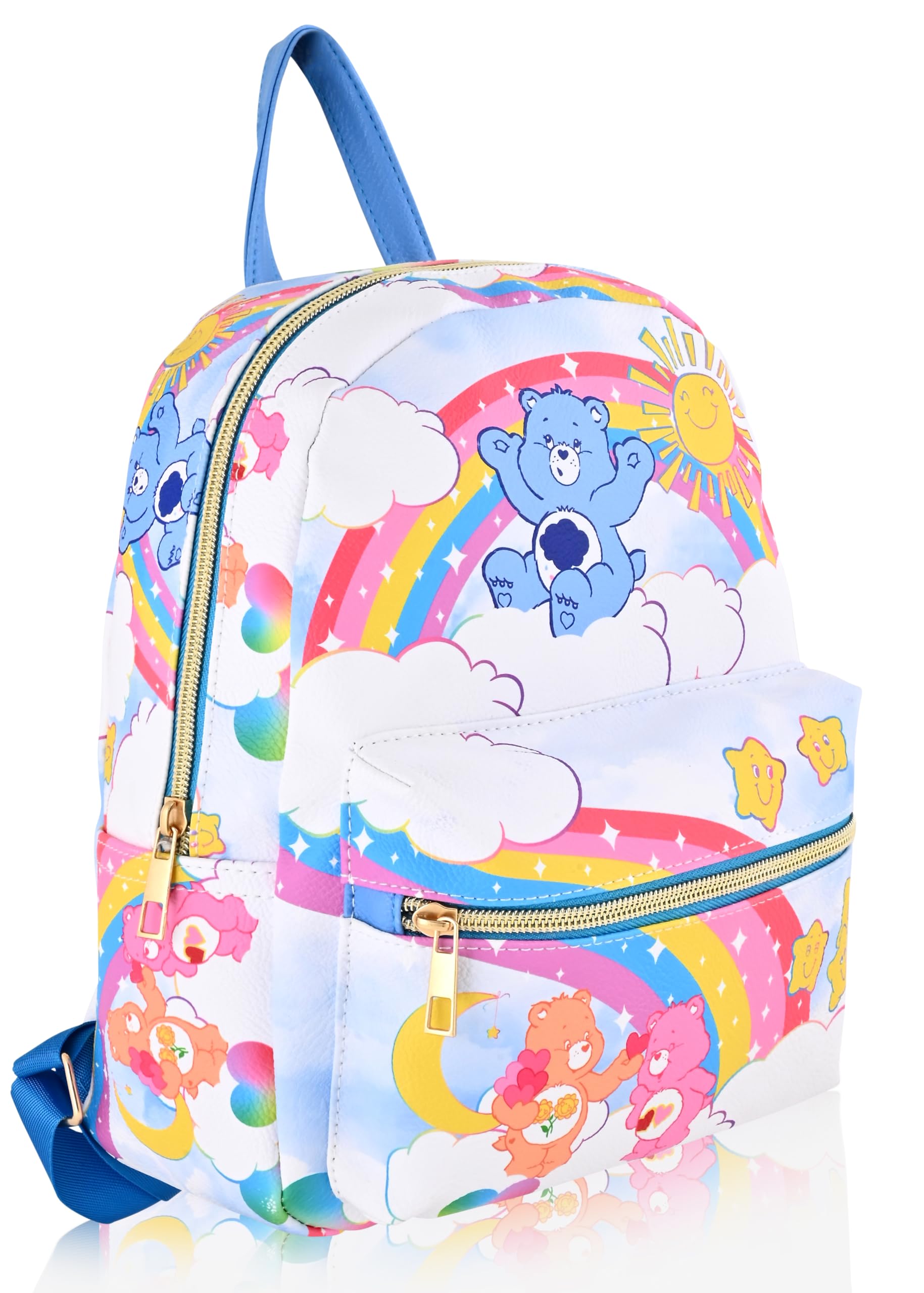 Fast Forward Care Bear Unisex Mini Backpack - Cute PU Leather, 10" Purse