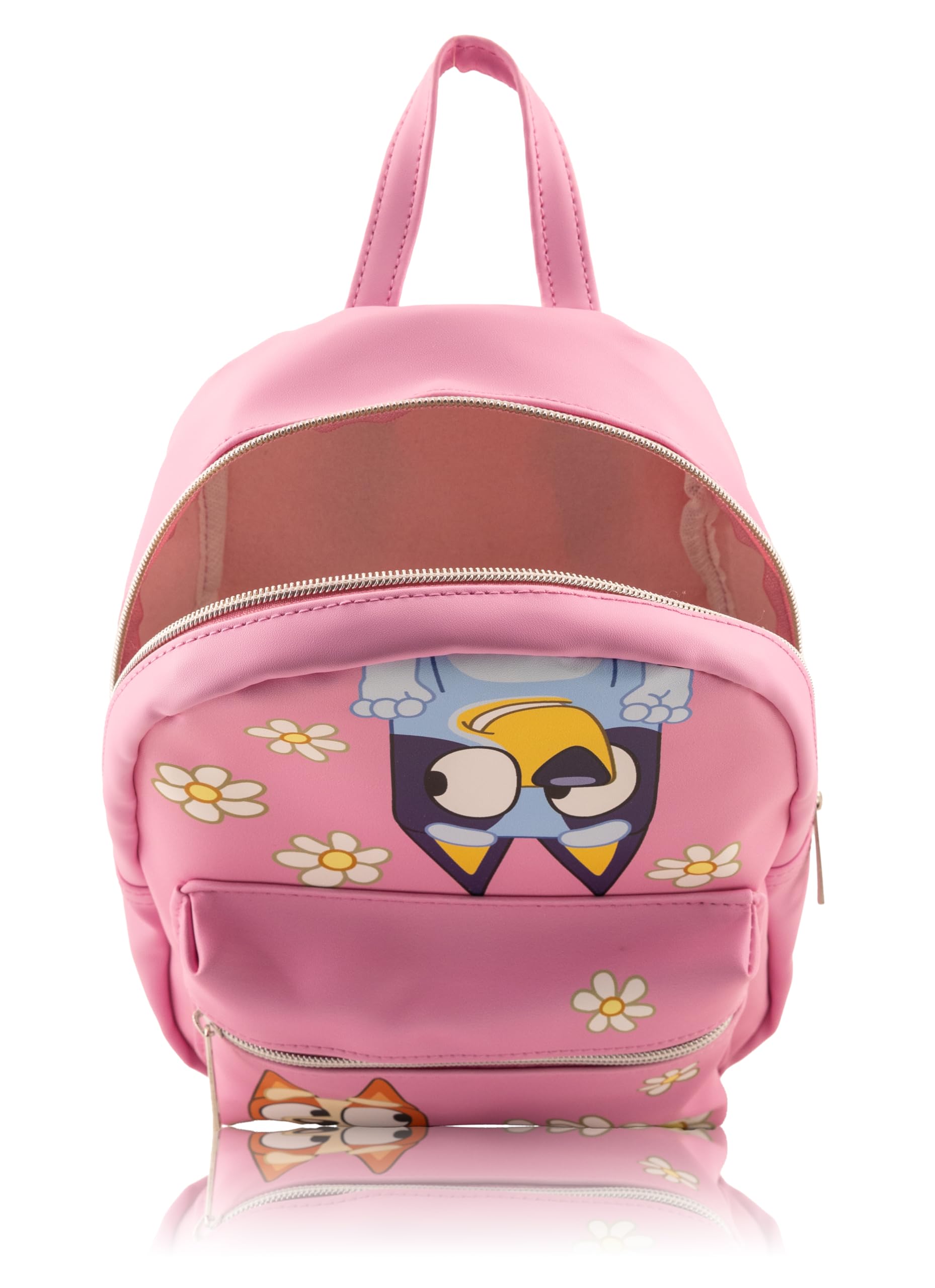Fast Forward Bluey and Bingo Mini Backpack for Kids & Adults | 10" PU Leather Bluey Backpack Purse Featuring Bluey & Bingo