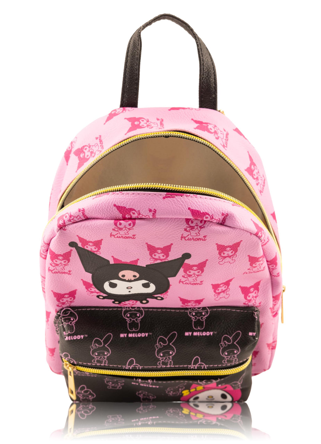Fast Forward Sanrio Kuromi and My Melody Mini Backpack for Girls | PU Leather Daypack Backpack Featuring Kuromi and My Melody | Small Travel Bag, Lightweight Backpack | Ages 3+