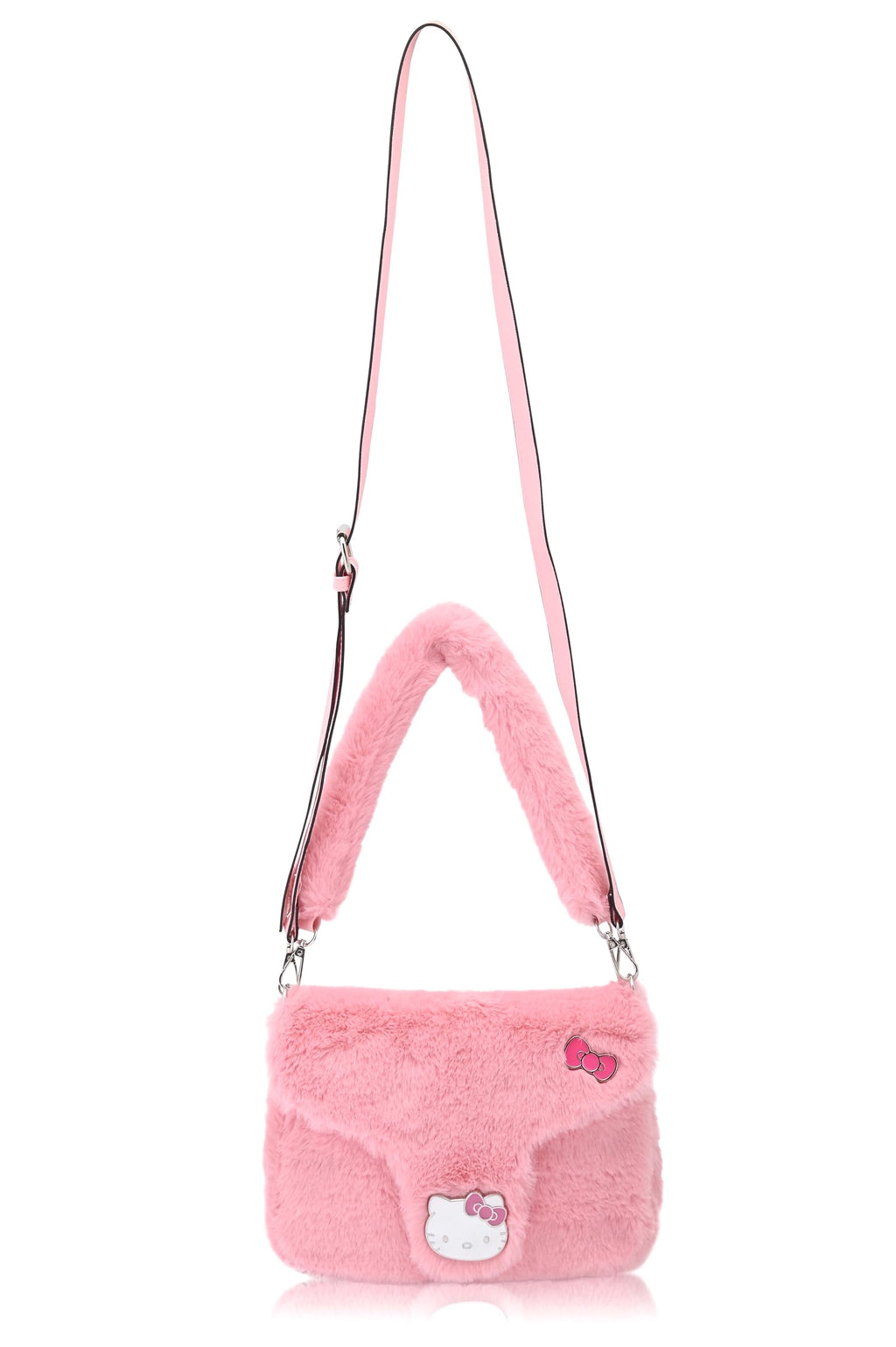Sanrio Hello Kitty Handbag for Women | Faux Fur Purse with Saffiano Trim | Cute Hello Kitty Shoulder Bag, Crossbody Tote Bag, or Small Travel Purse | Ages 3+