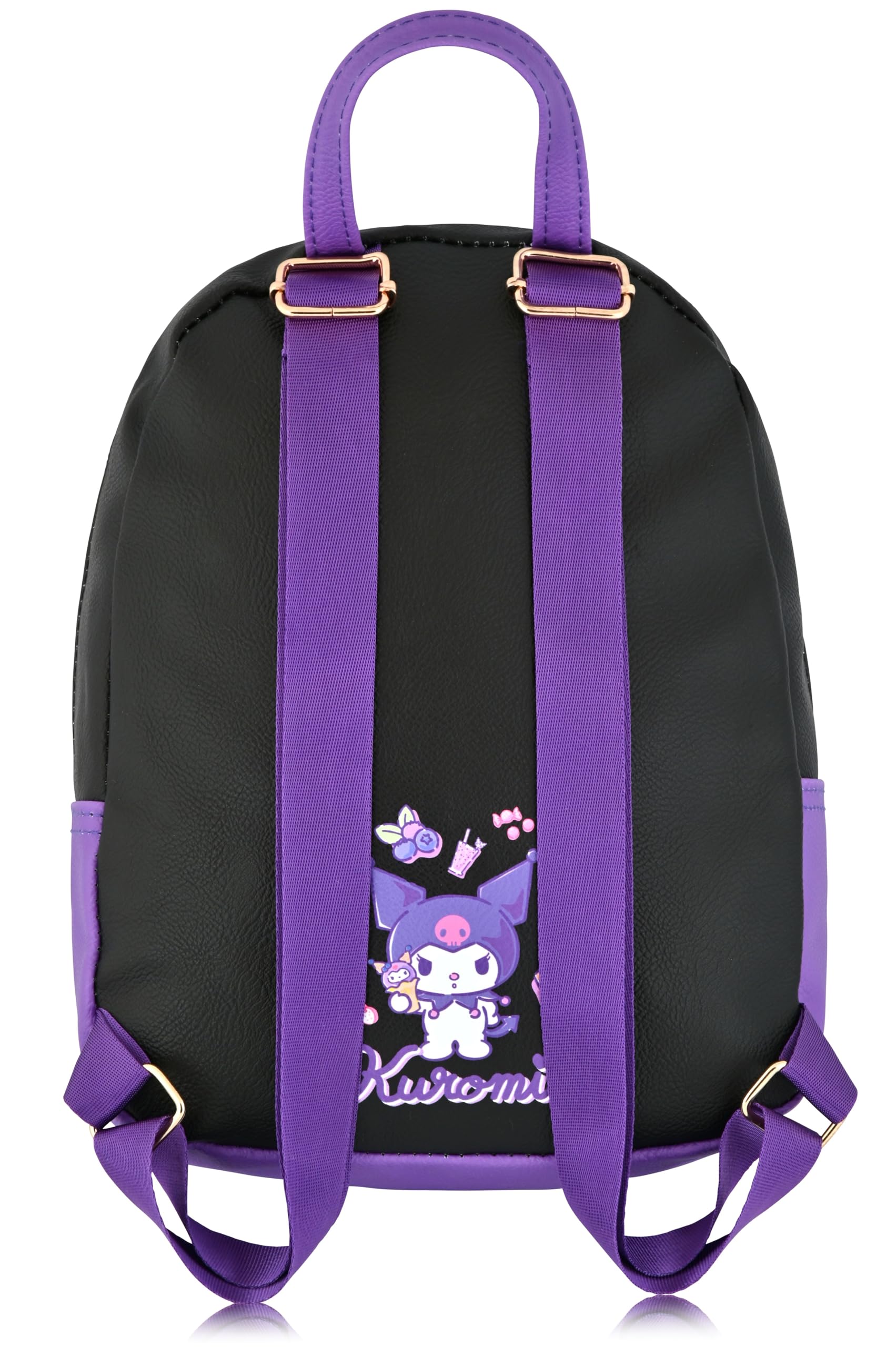 Sanrio Hello Kitty and Friends Kuromi Backpack | 10" Mini PU Leather Purse for Women, Men, Unisex