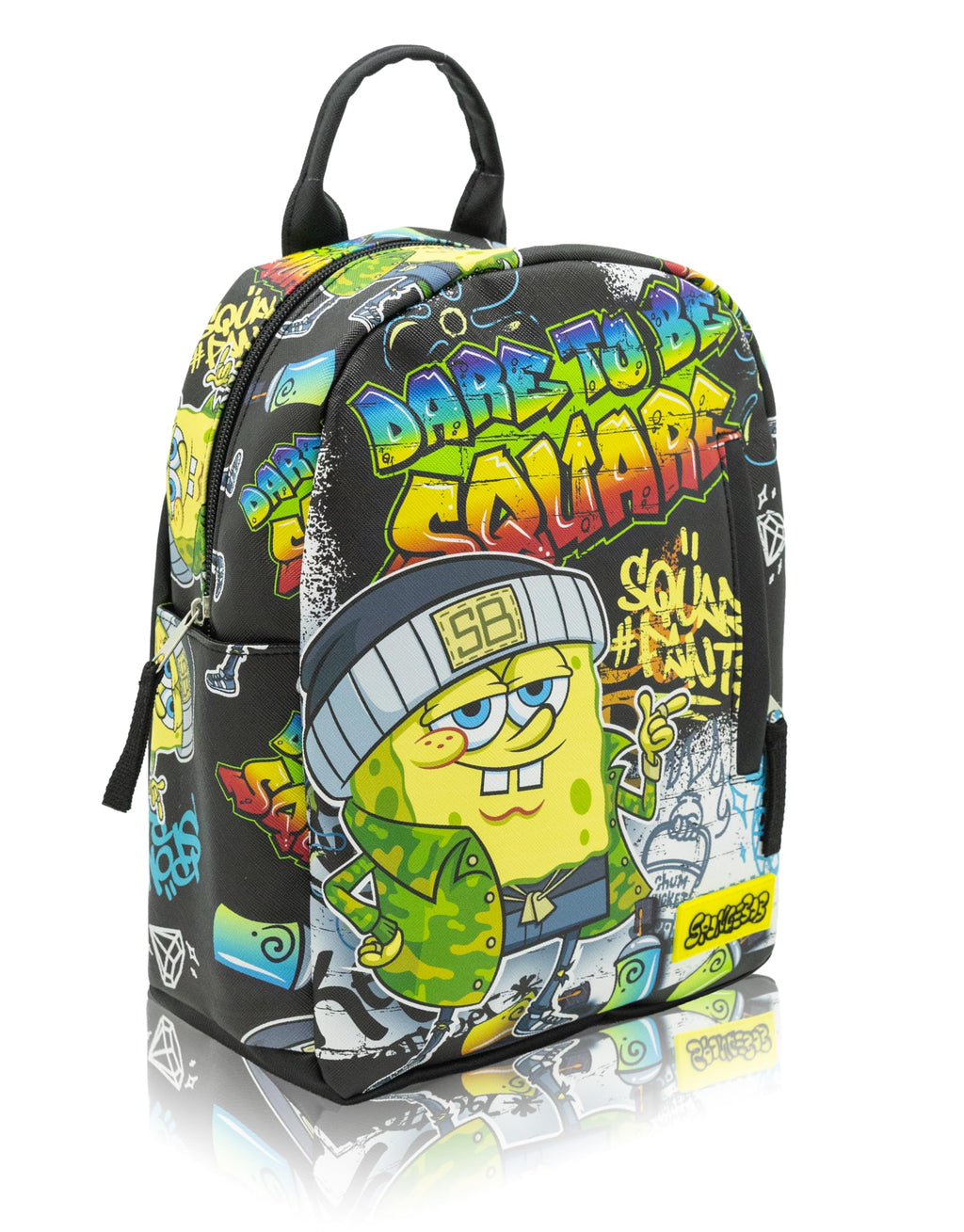 Fast Forward Nickelodeon SpongeBob SquarePants Mini Backpack for Kids & Adults | 11" PU Leather Backpack Purse | Toddler Travel Bag, Small Bookbag for School, Travel, or Everyday Use | Ages 3+