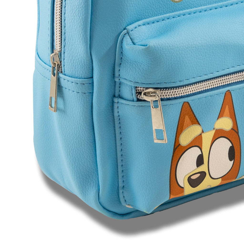 Fast Forward Bluey and Bingo Mini Backpack for Kids & Adults | 10" PU Leather Bluey Backpack Purse Featuring Bluey & Bingo