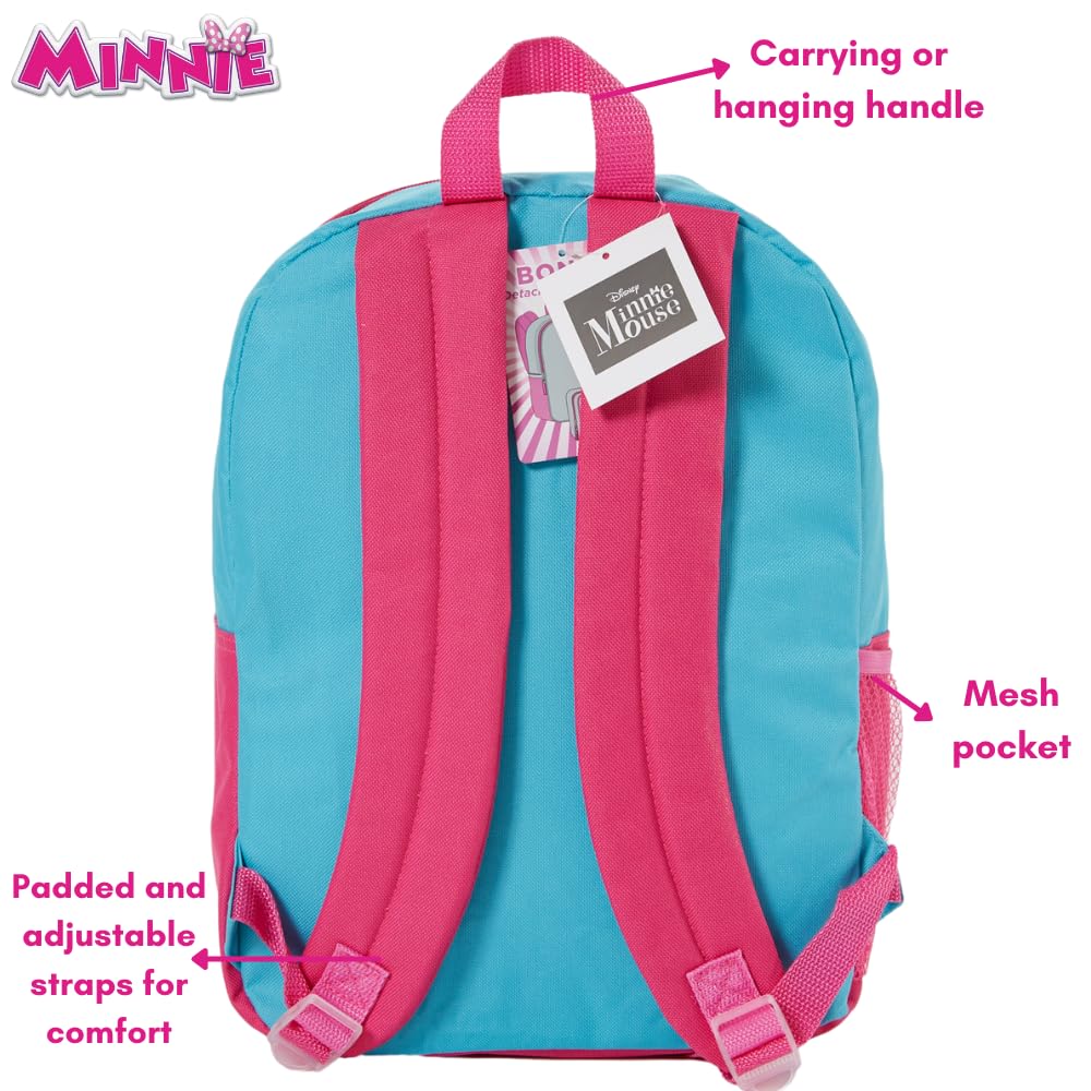 Disney Minnie Backpack for Girls with Lunch Box | Minnie Blue Backpack for School and Reusable Lunch Bag