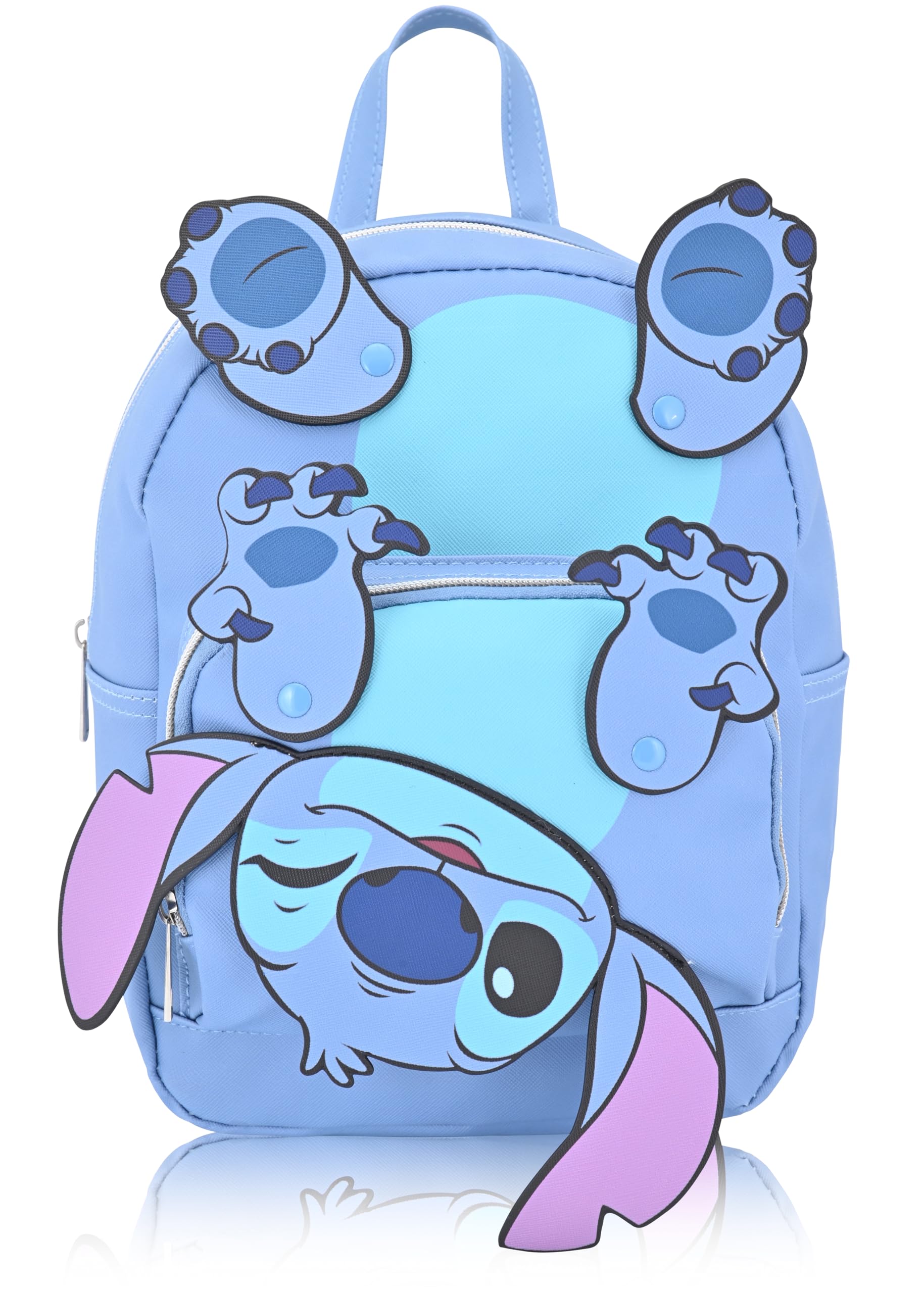 Disney Stitch Mini Backpack for Kids | Stitch Bookbag with Movable Arms Design | Toddler Travel Bag, Lightweight PU Backpack Purse for School | Ages 3+