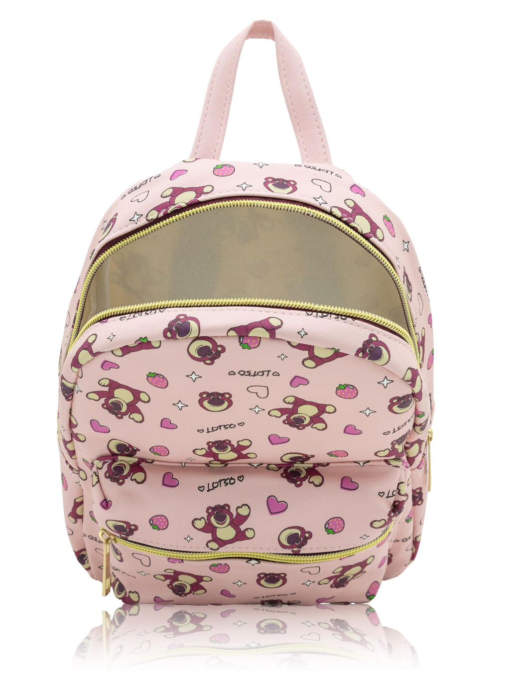Disney Toy Story Lotso Mini Backpack for Kids & Adults | 10" PU Leather Backpack Purse | Toddler Travel Bag, Small Bookbag, Lightweight Rucksack for School, Travel, or Everyday Use | Ages 3+