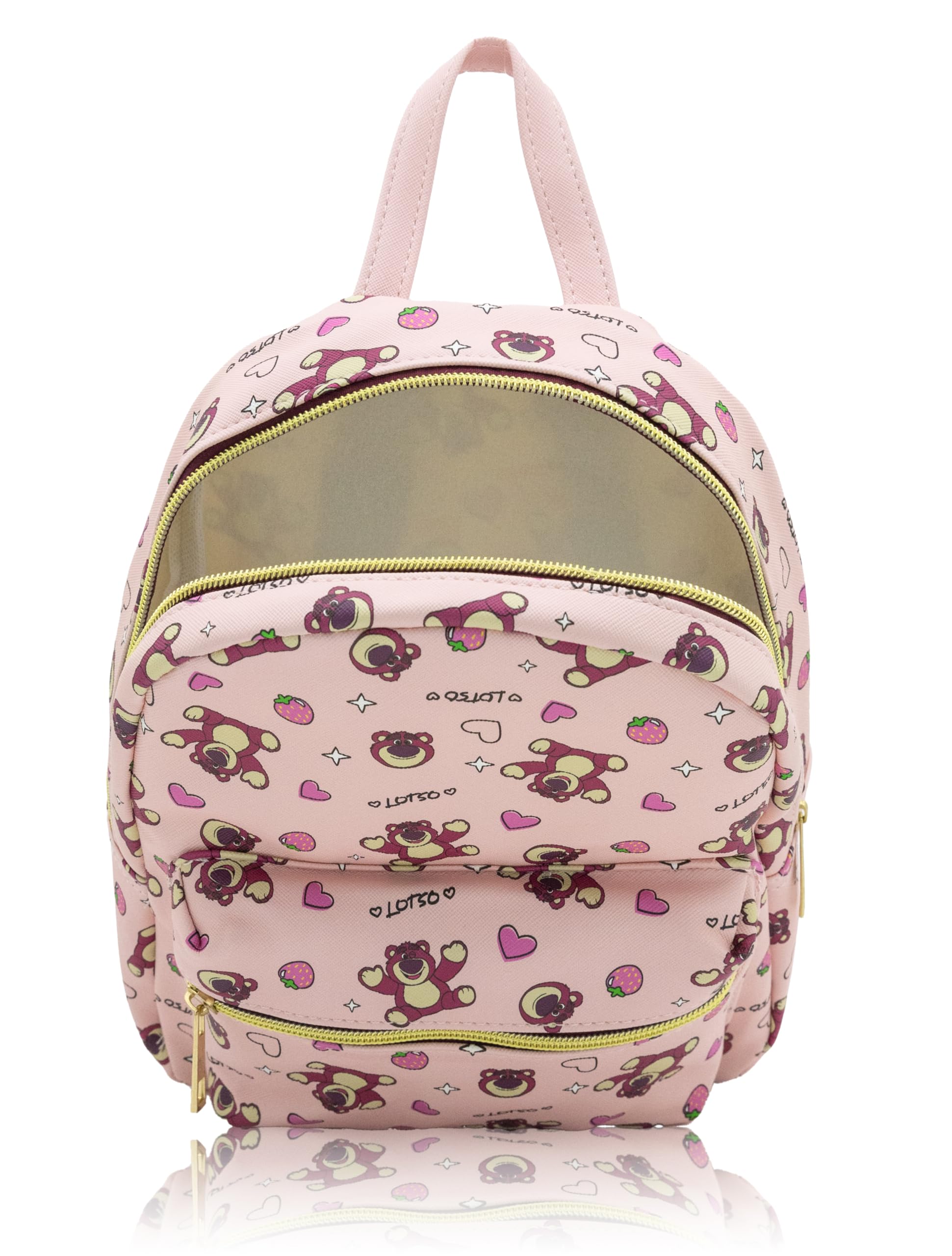 Disney Toy Story Lotso Mini Backpack for Kids & Adults | 10" PU Leather Backpack Purse | Toddler Travel Bag, Small Bookbag, Lightweight Rucksack for School, Travel, or Everyday Use | Ages 3+
