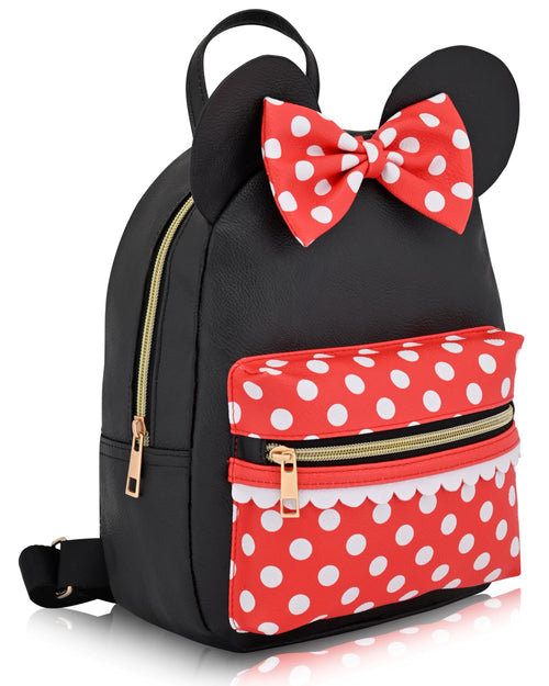 Disney Minnie Mouse Backpack for Women, Men, Boys, Girls, Unisex | Cute PU Leather 10" Minnie Mouse Mini Backpack Purse Shoulder Purse | Minnie Mouse Bag and Minnie Mouse Accessories