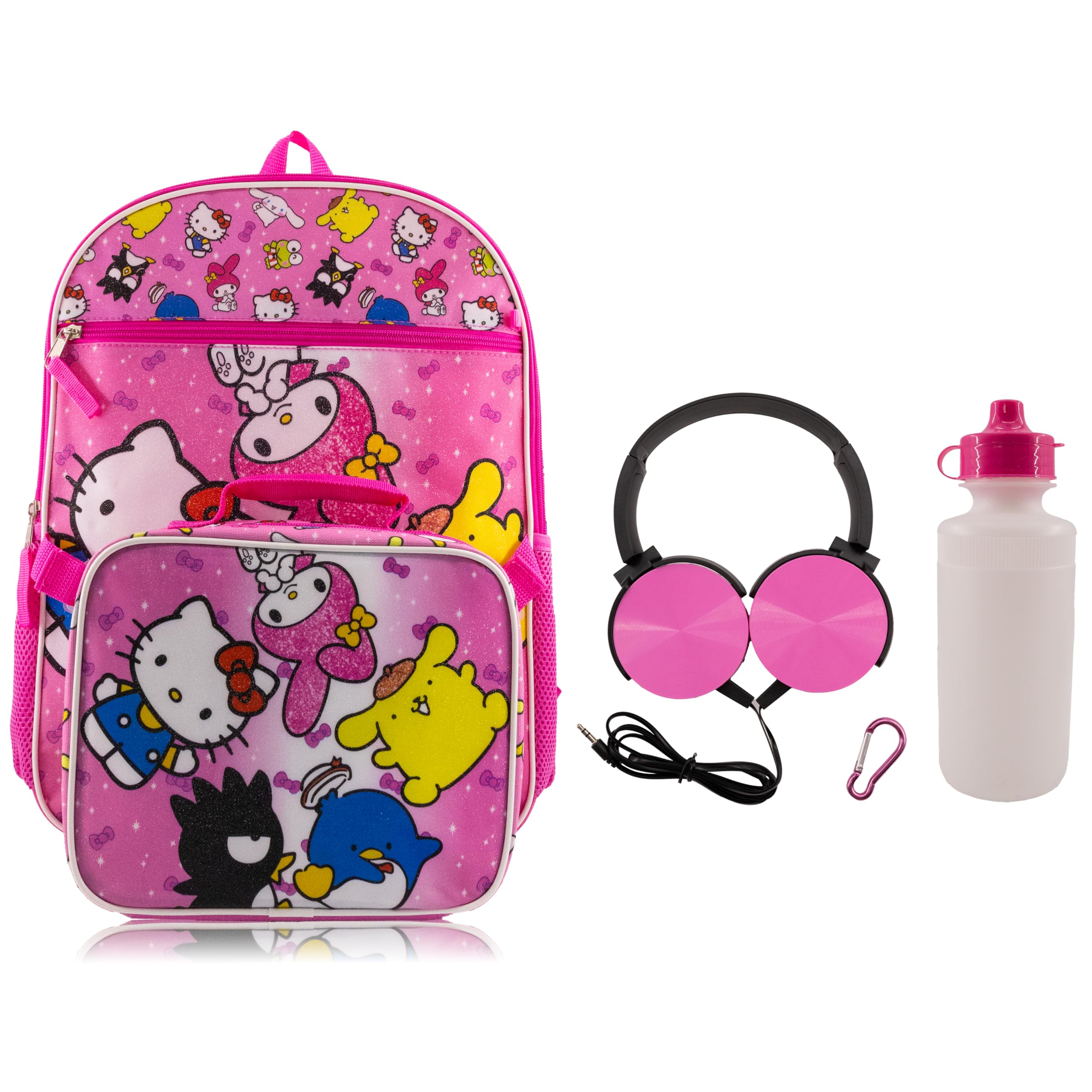 Fast Forward Stitch, Bluey, Hello Kitty or Spiderman 5 Piece Backpack Set for Kids
