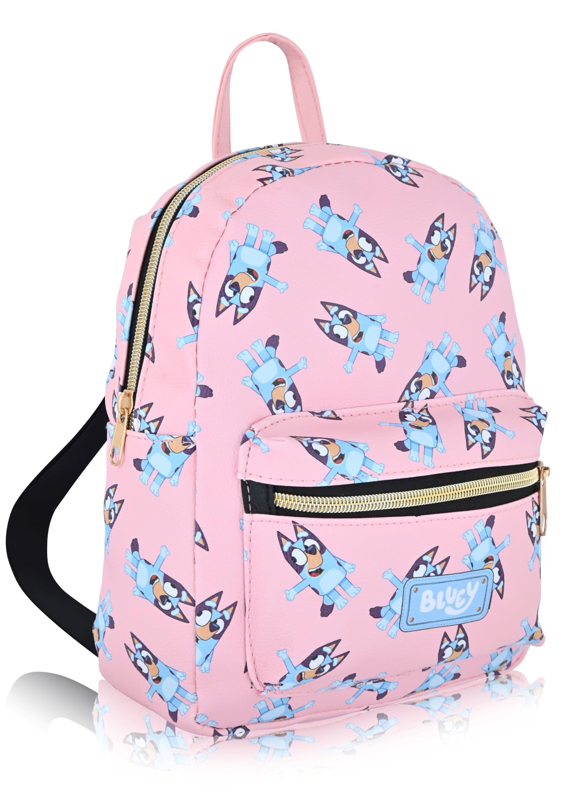Fast Forward Bluey Mini Backpack for Kids & Adults | 10" PU Leather Backpack Purse | Toddler Travel Bag, Small Bookbag