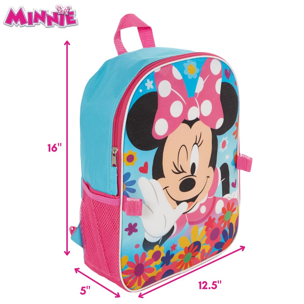 Disney Minnie Backpack for Girls with Lunch Box | Minnie Blue Backpack for School and Reusable Lunch Bag