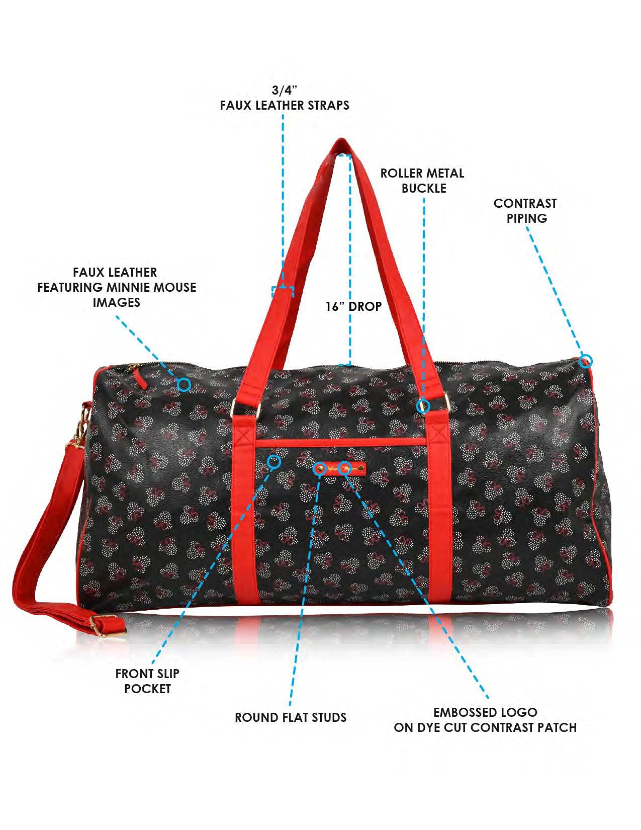 Mickey Mouse Overnight Duffle Bag - Mickey & Minnie Mouse Classic Premium Overnight Duffle Bag