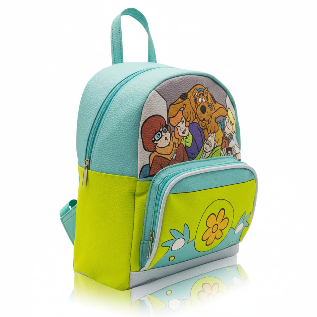 Scooby Doo Mini Backpack for Kids & Adults | 10" PU Leather Scooby-Doo Backpack Purse Featuring Scooby & Mystery Machine Style | Toddler Travel Bag, Small Backpack Bookbag for School, Travel | Ages 3+