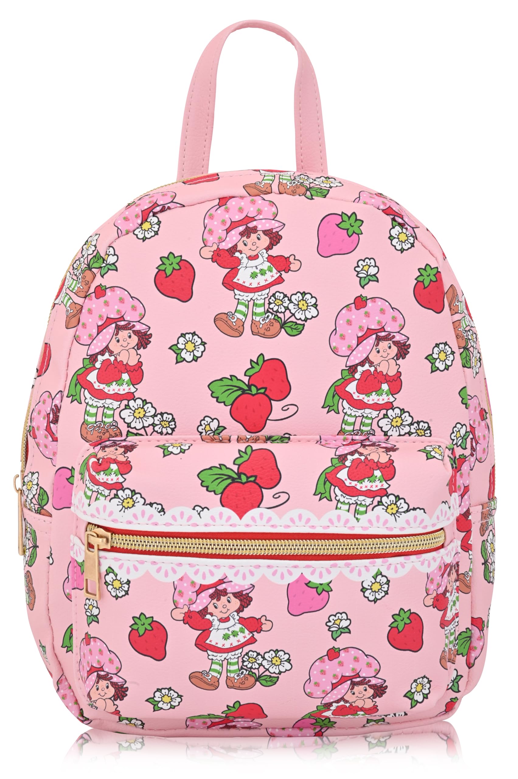 Fast Forward Strawberry Shortcake Backpack for Women, Men, Unisex | Cute PU Leather 10" Mini Backpack