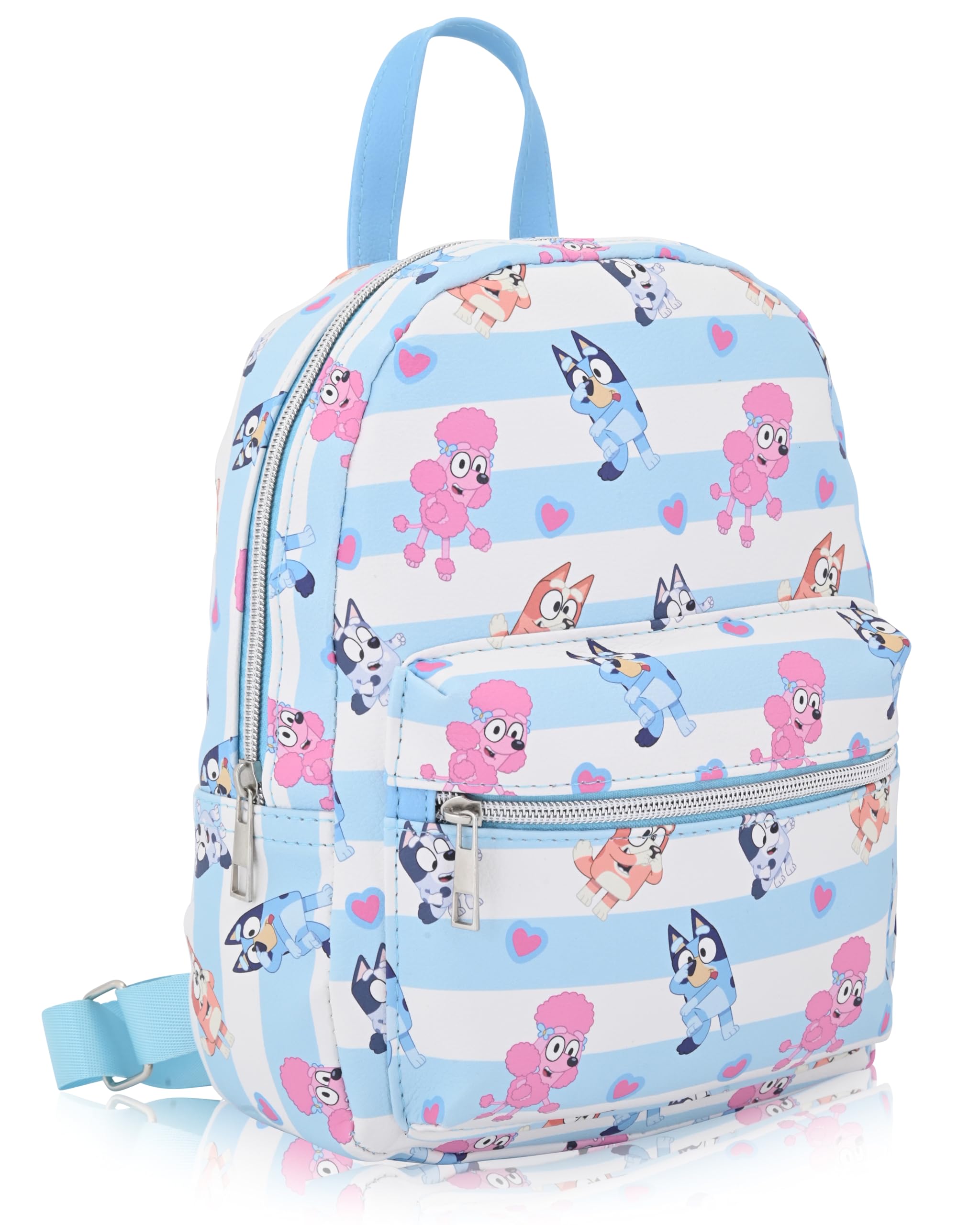 Fast Forward Bluey Mini Backpack for Kids & Adults | 10" PU Leather Backpack Purse | Toddler Travel Bag, Small Bookbag