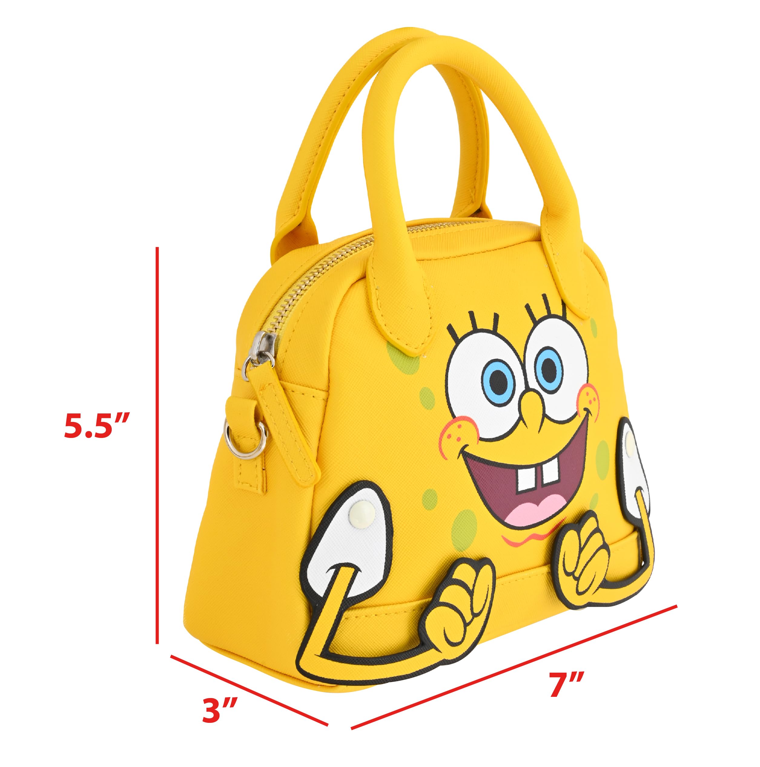 Spongebob Squarepants Purse Crossbody Handbag for Women with Moveable Hands | Spongebob Squarepants Leather Women's Shoulder Handbag | Spongebob Squarepants Accessories for Girls, Boys, Adults, Unisex