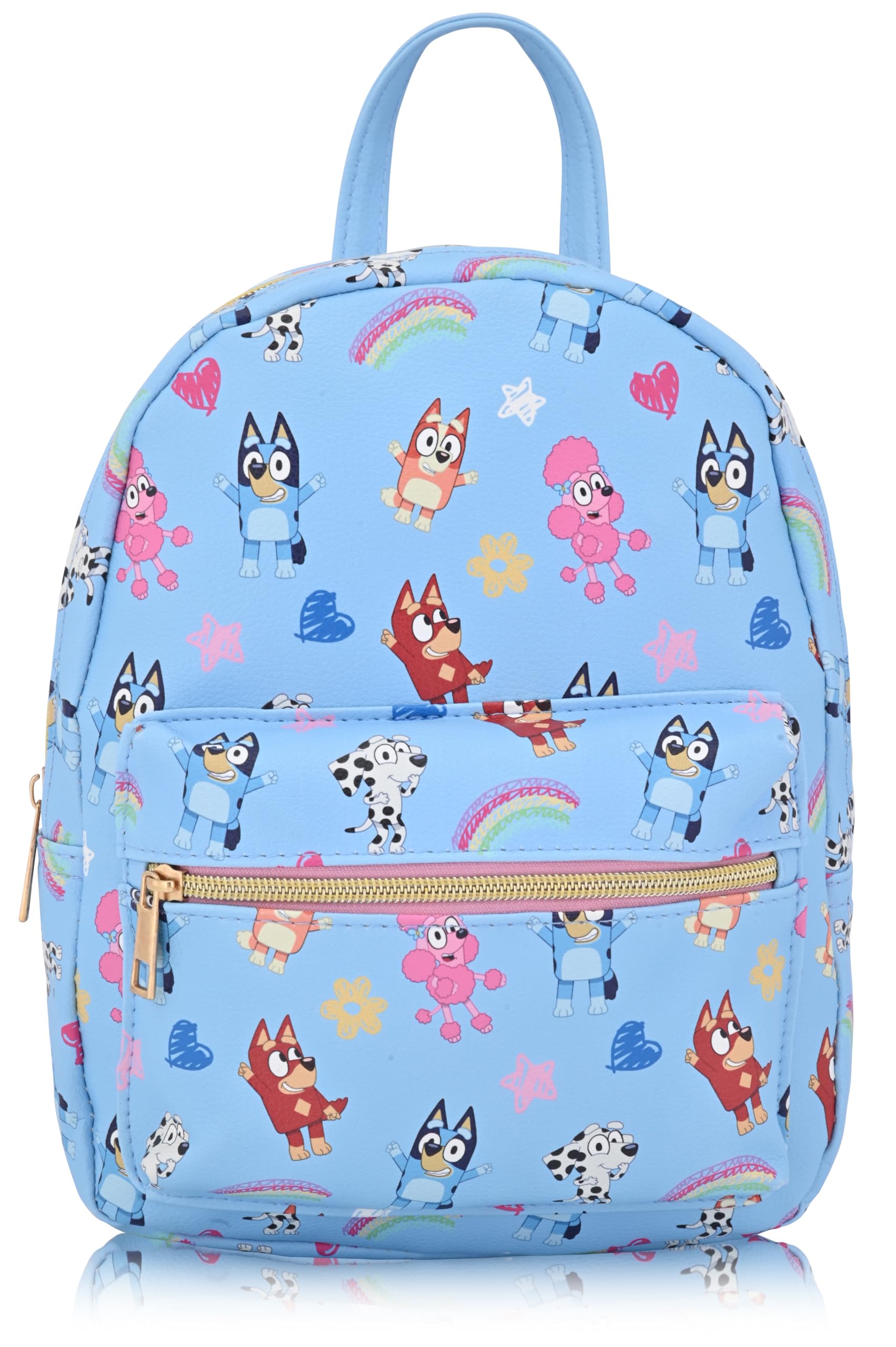 Fast Forward Bluey Mini Backpack for Kids & Adults | 10" PU Leather Backpack Purse | Toddler Travel Bag, Small Bookbag