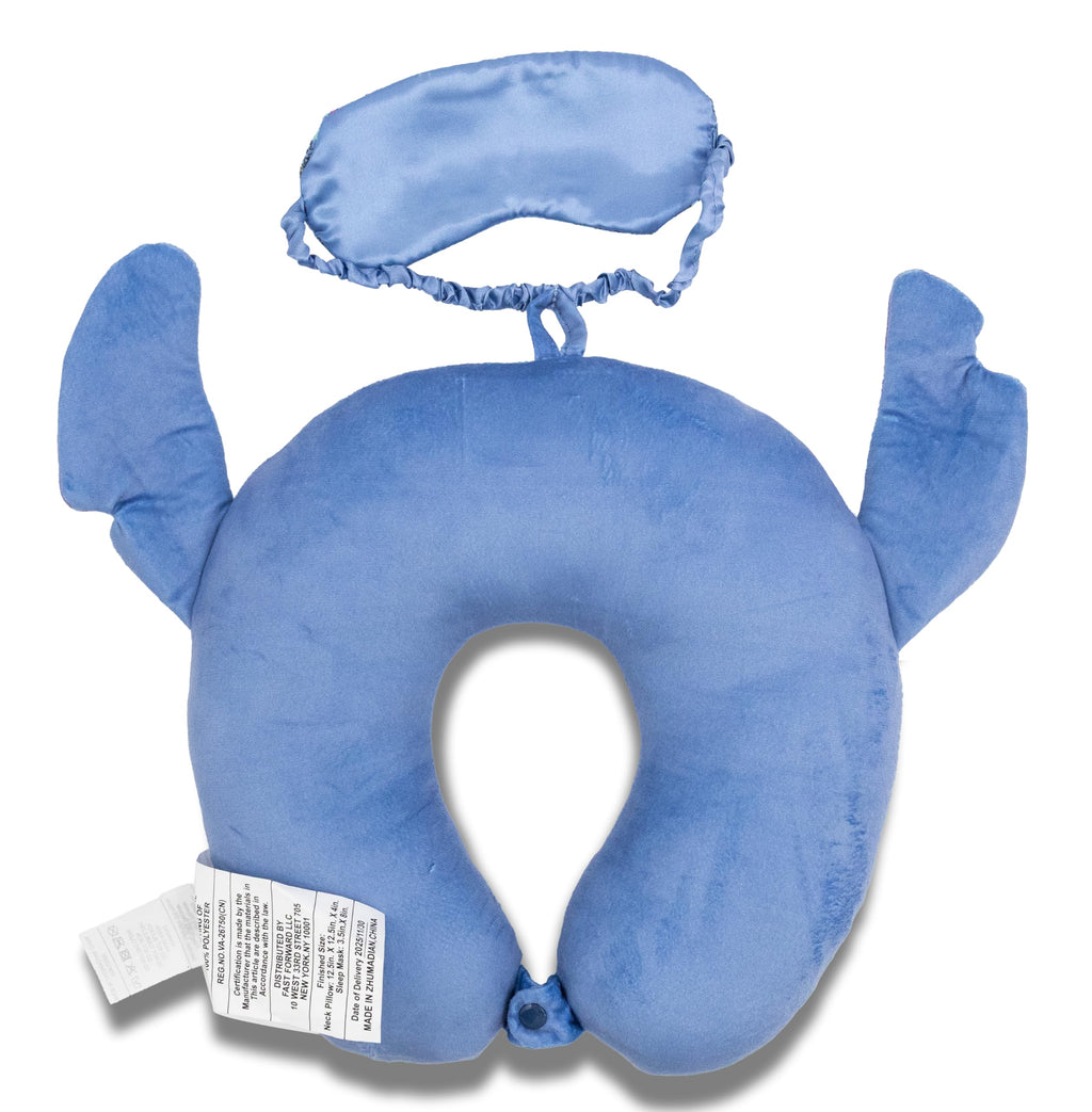 Fast Forward Disney Stitch Neck Pillow for Kids | Stitch Travel Pillow with Eye Mask Set | Toddler Travel Pillow, Airplane Pillow for Car and Plane | Soft Kids Travel Set
