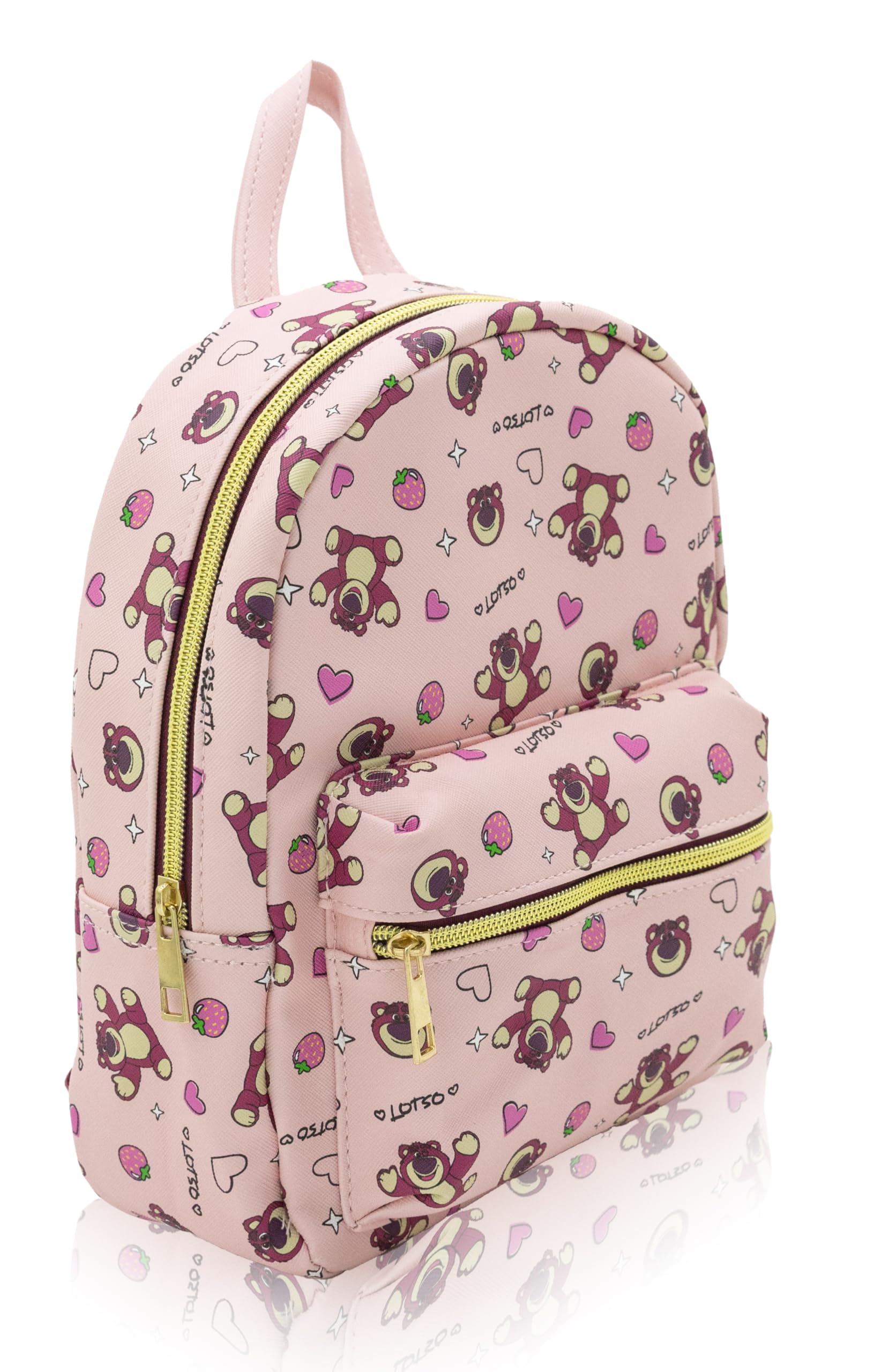 Disney Toy Story Lotso Mini Backpack for Kids & Adults | 10" PU Leather Backpack Purse | Toddler Travel Bag, Small Bookbag, Lightweight Rucksack for School, Travel, or Everyday Use | Ages 3+