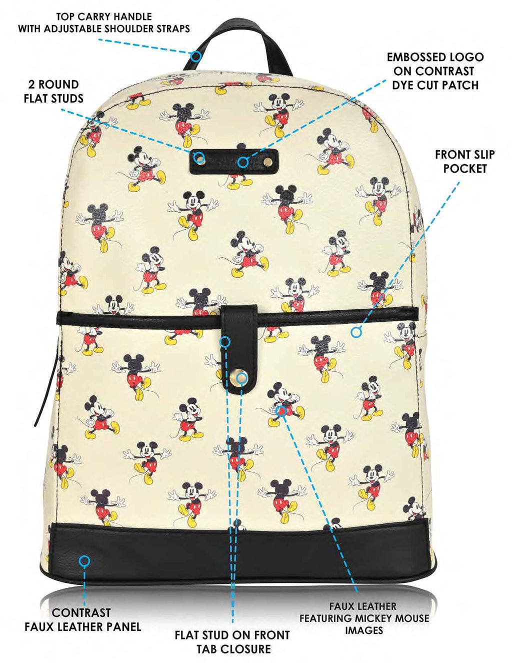 Mickey Mouse Premium Mini Backpack - Mickey Mouse Classic Double Strap 14 Inch Mini Backpack